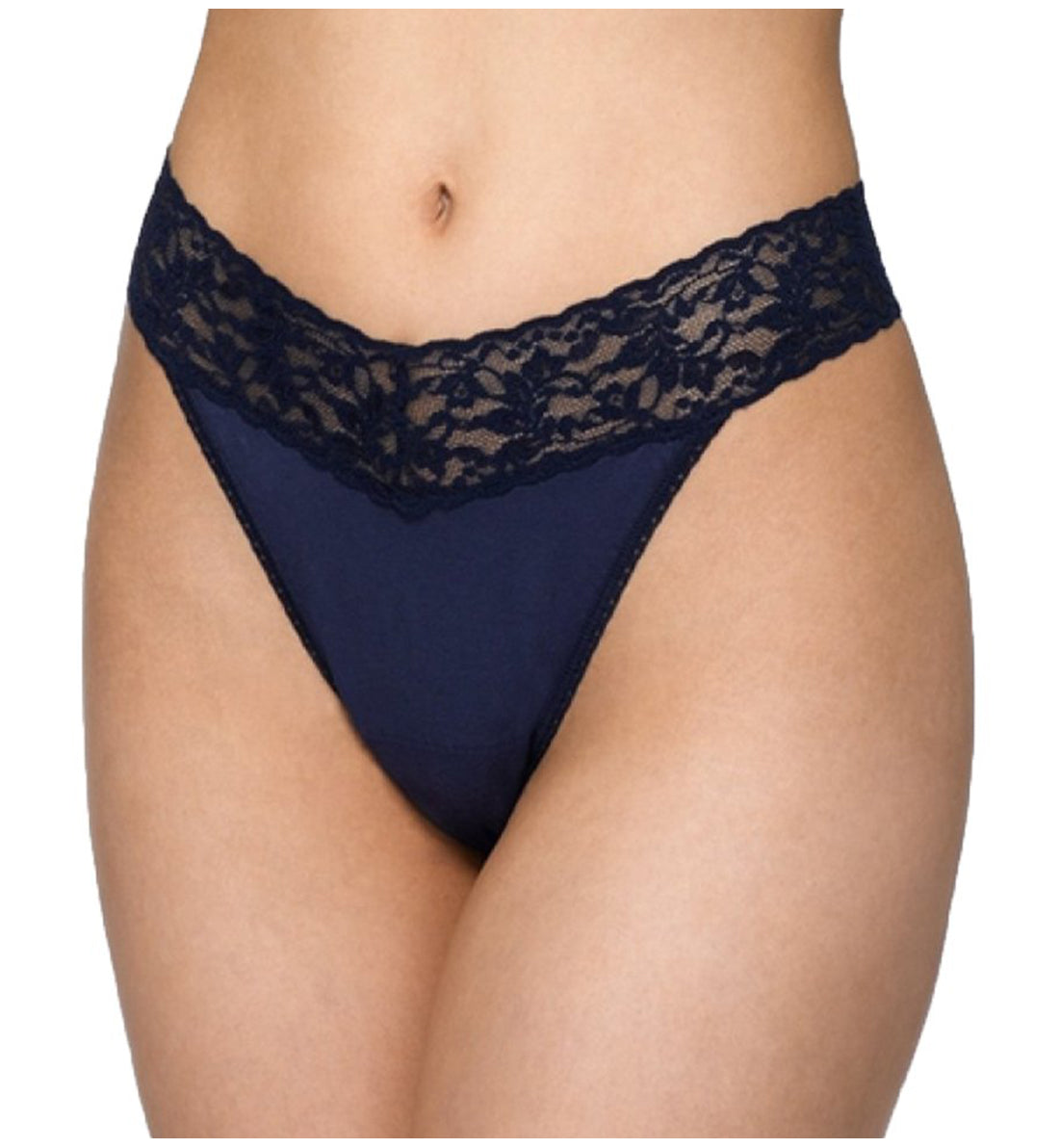 Hanky Panky Cotton Original Rise Thong (891801),Navy - Navy,One Size