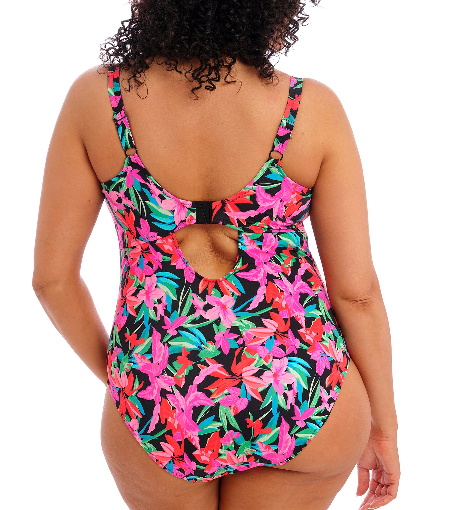 Elomi Savaneta Super Plunge Non Wire One Piece Swimsuit (ES801343),36H,Black - Black,36H