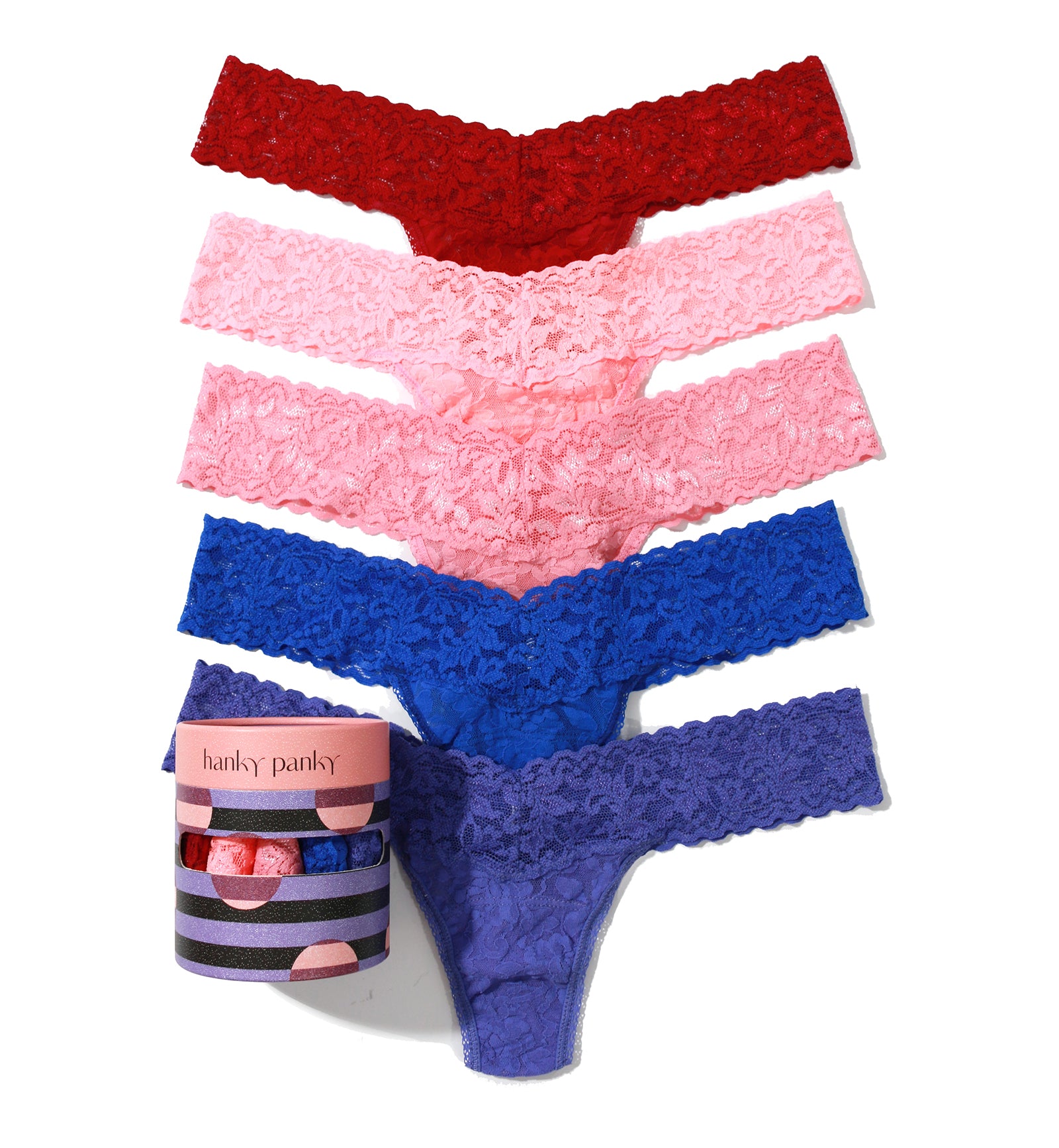 Hanky Panky 5-PACK Signature Lace Low Rise Thong (49115PK),Holiday23 FOLF - FOLF,One Size
