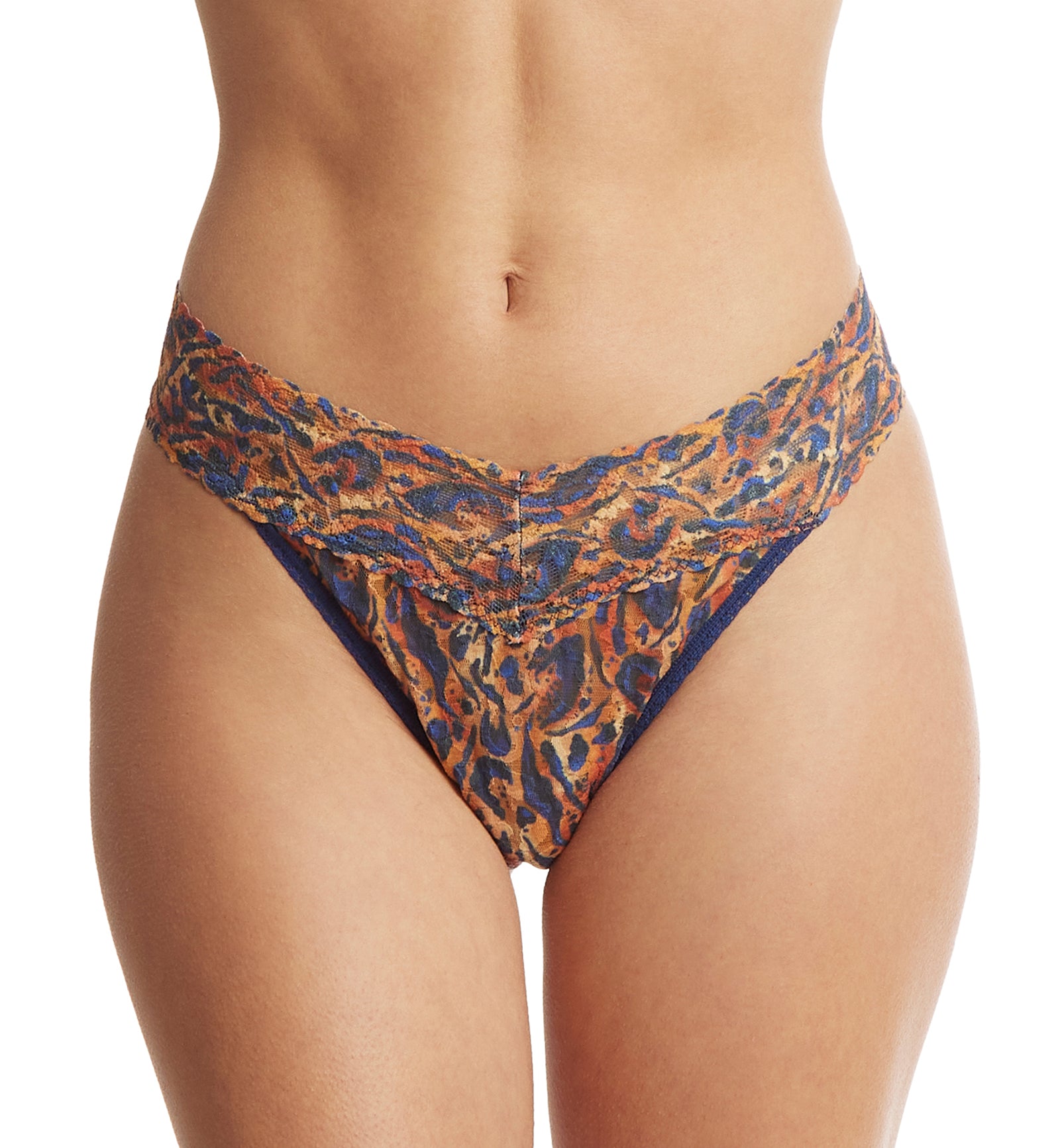 Hanky Panky Signature Lace Printed Original Rise Thong (PR4811P),Wild About Blue - Wild About Blue,One Size