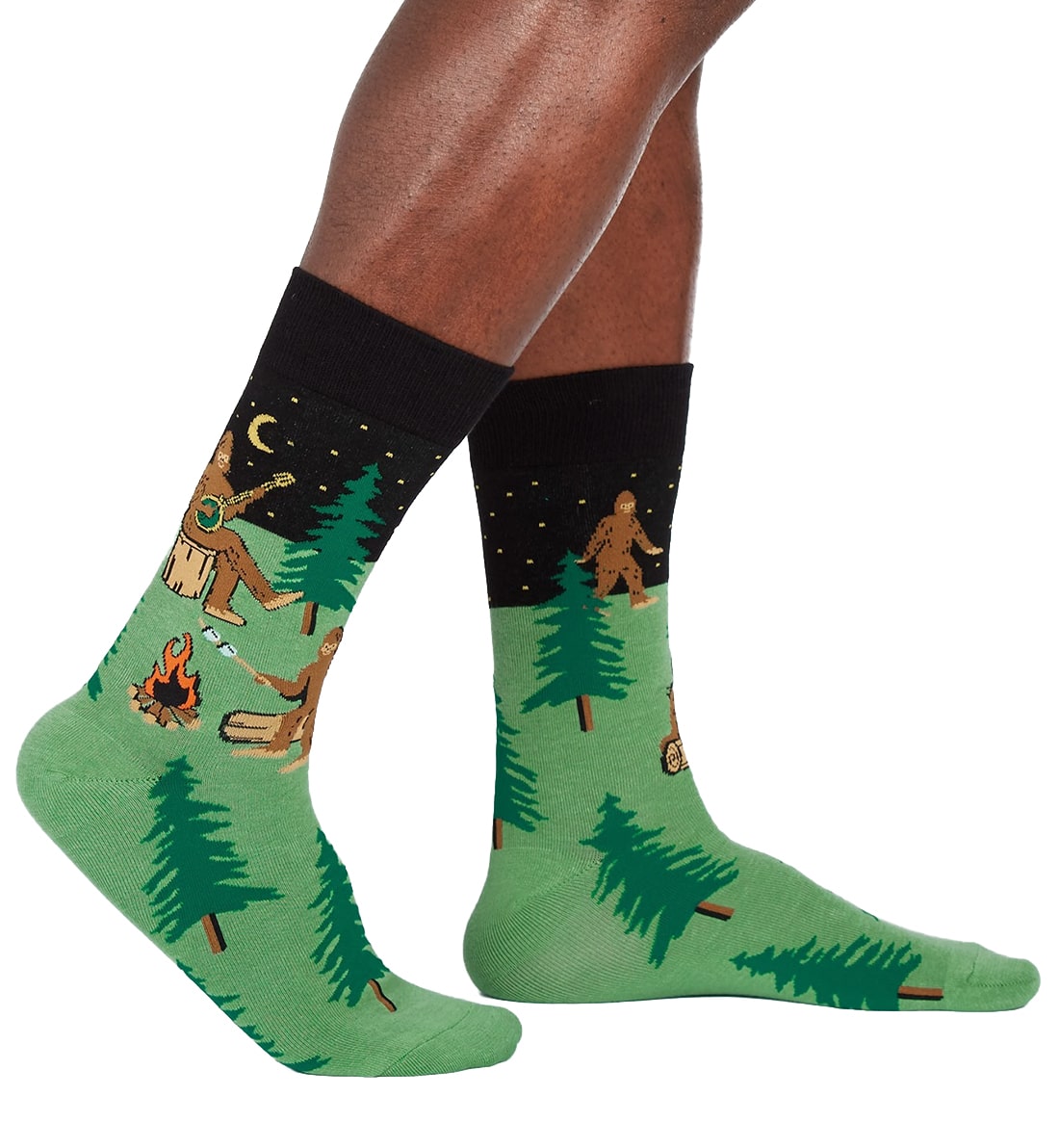 SOCK it to me Men's Crew Socks (mef0372),Sasquatch Camp Out - Sasquatch Camp Out,One Size