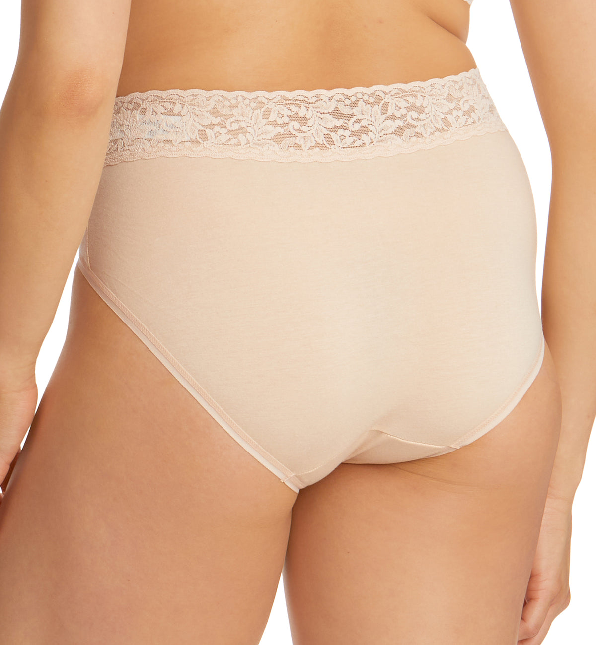 Hanky Panky Cotton French Brief with Lace (892461),Small,Chai - Chai,Small