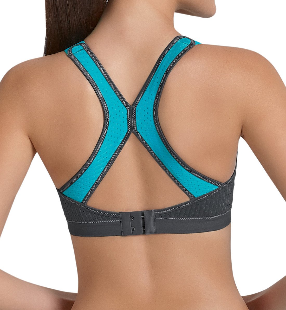 Anita Dynamix Star Max Support Softcup Sports Bra (5537),32B,Peacock/Anthracite - Peacock/Anthracite,32B