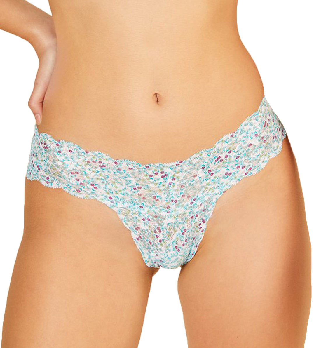 Cosabella Never Say Never Printed Cutie Thong (NEVEP0321),Floral Blu Venezia - Floral Blu Venezia,One Size
