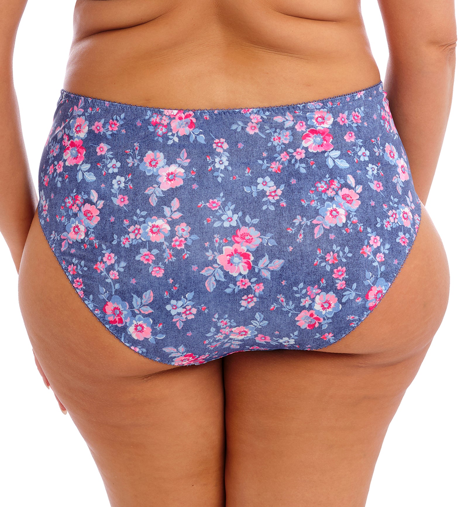 Elomi Morgan Stretch Lace Full Brief Panty (4116),2XL,Denim Floral - Denim Floral,2XL