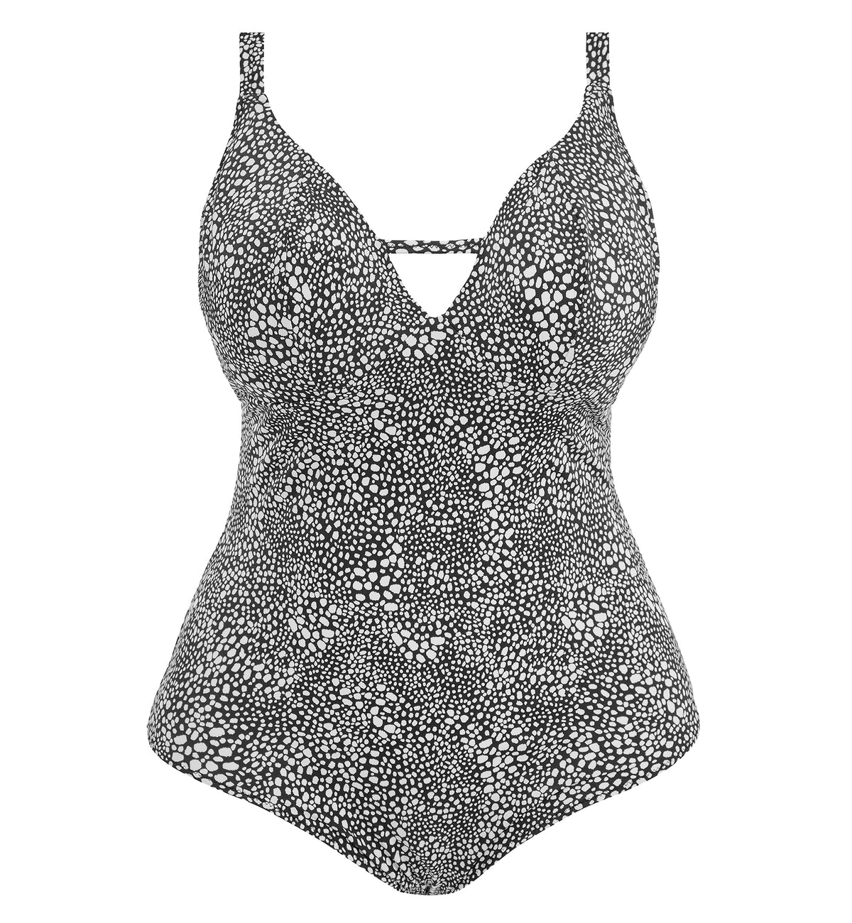 Elomi Pebble Cove Plunge Non Wire One Piece Swimsuit (ES801143),36F,Black - Black,36F