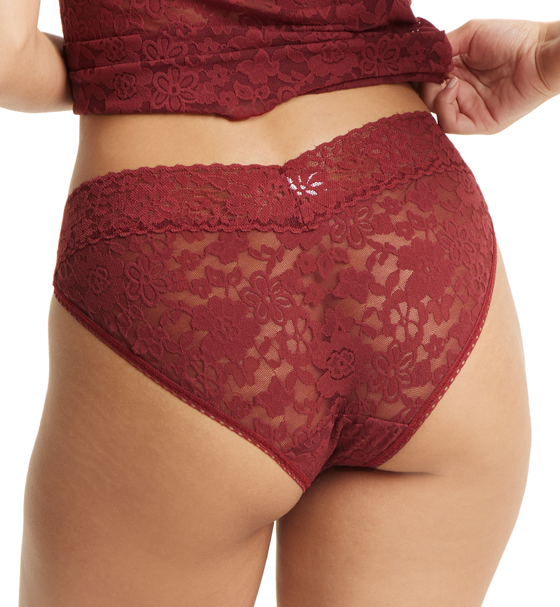Hanky Panky Daily Lace V-kini (772371P),XS,Shiraz - Shiraz,XS
