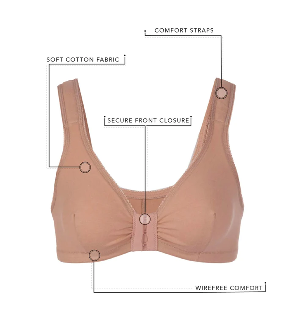 Leading Lady Meryl Cotton Front Closure Bra (110),34C/D/DD,Mocha Nude - Mocha Nude,34C/D/DD