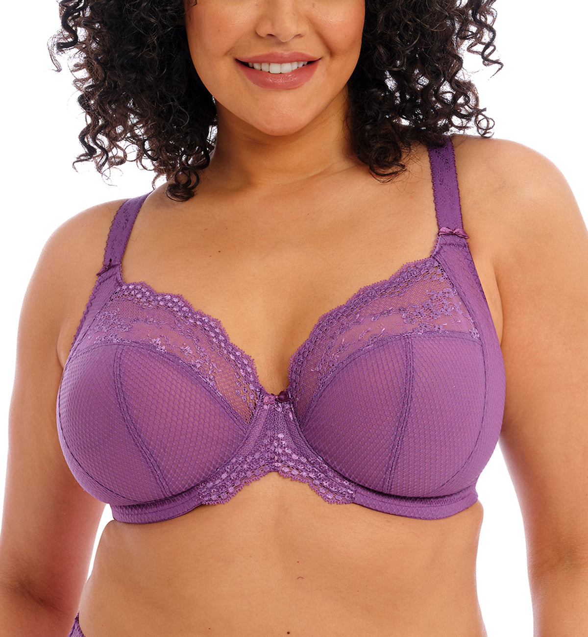 Elomi Charley Banded Stretch Lace Plunge Underwire Bra (4382)- Navy -  Breakout Bras
