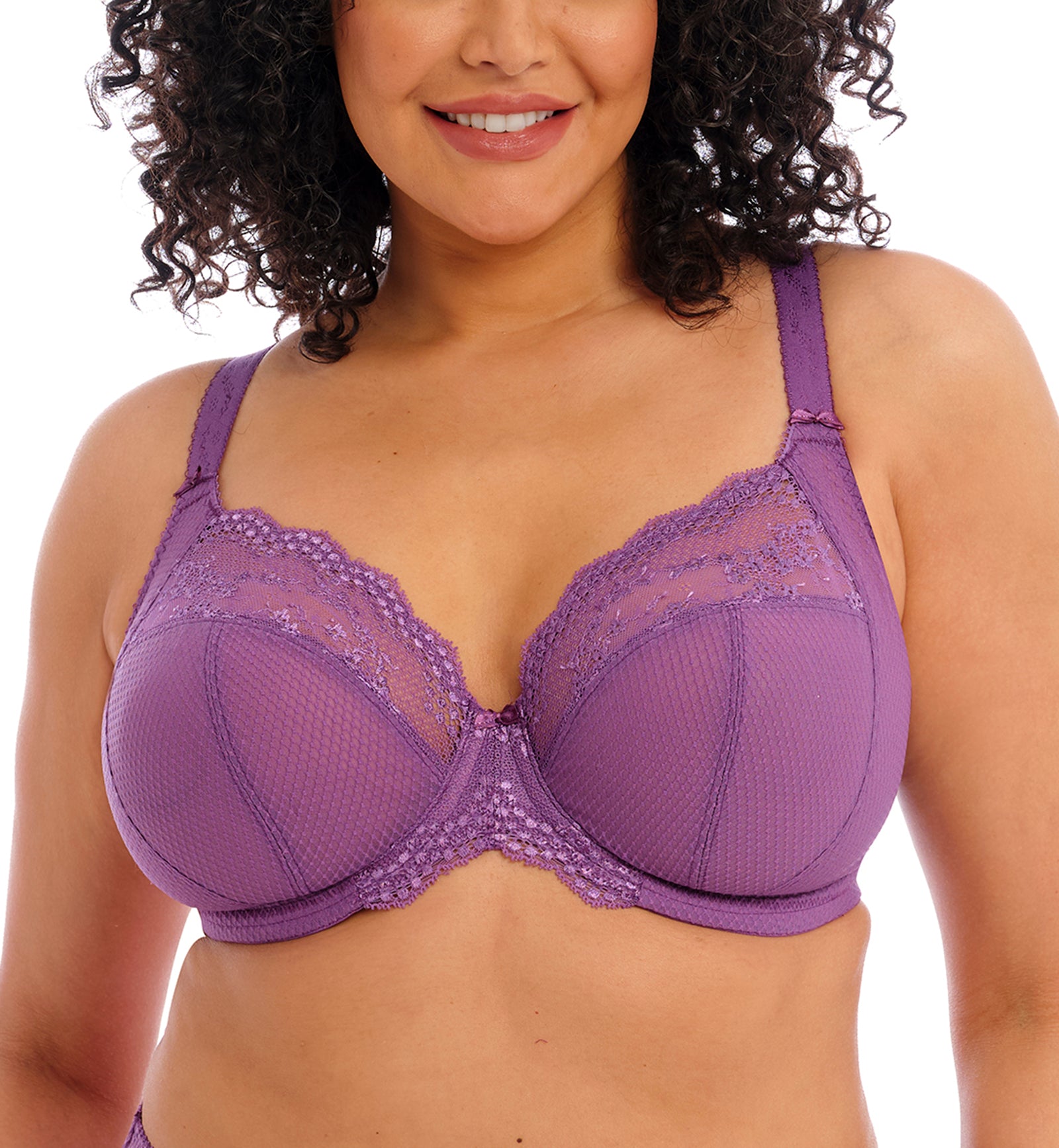 Elomi Charley Banded Stretch Lace Plunge Underwire Bra (4382)- Pansy -  Breakout Bras