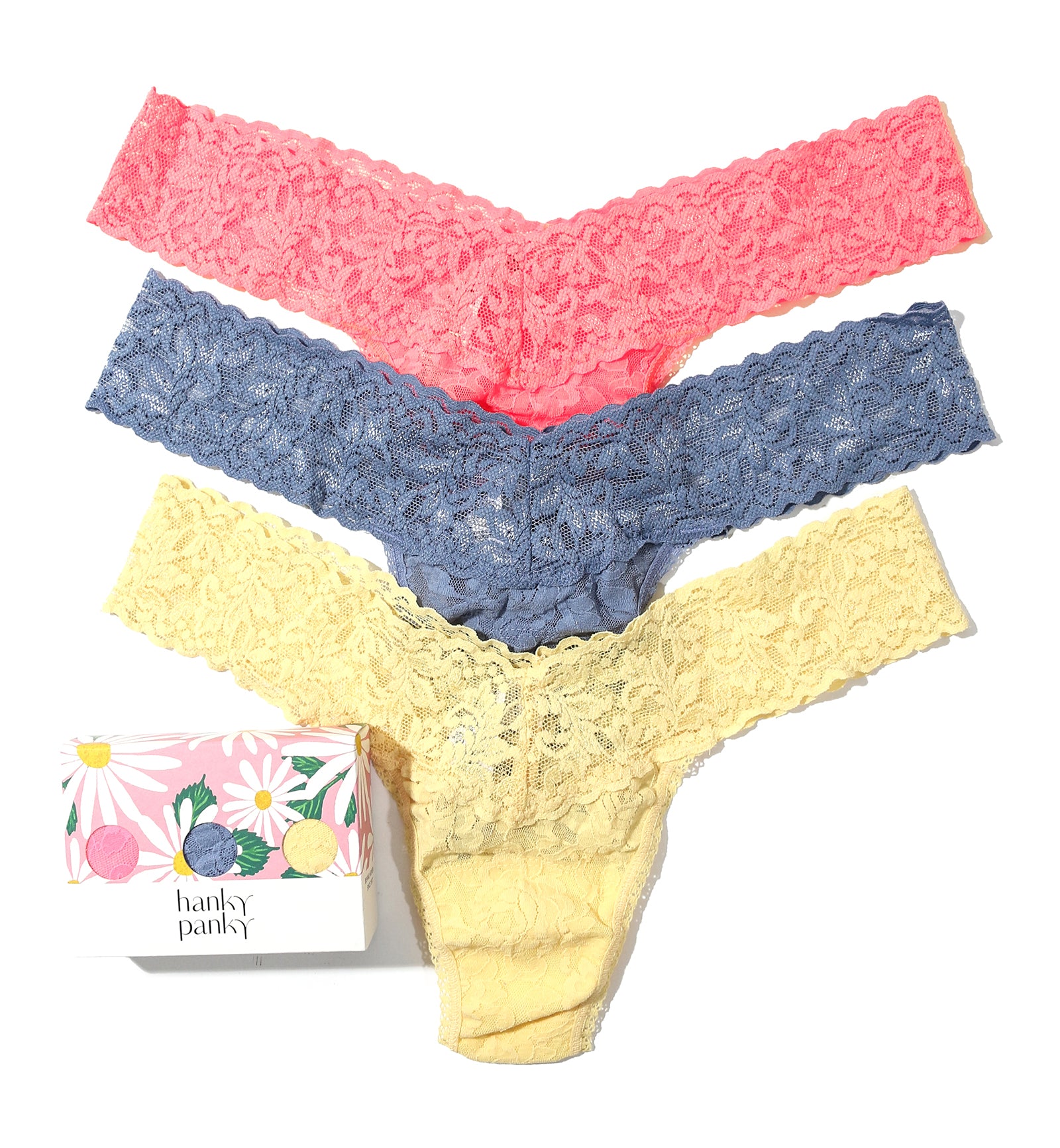 Hanky Panky 3-PACK Signature Lace Low Rise Thong (49113PK),Hello Spring - Hello Spring,One Size