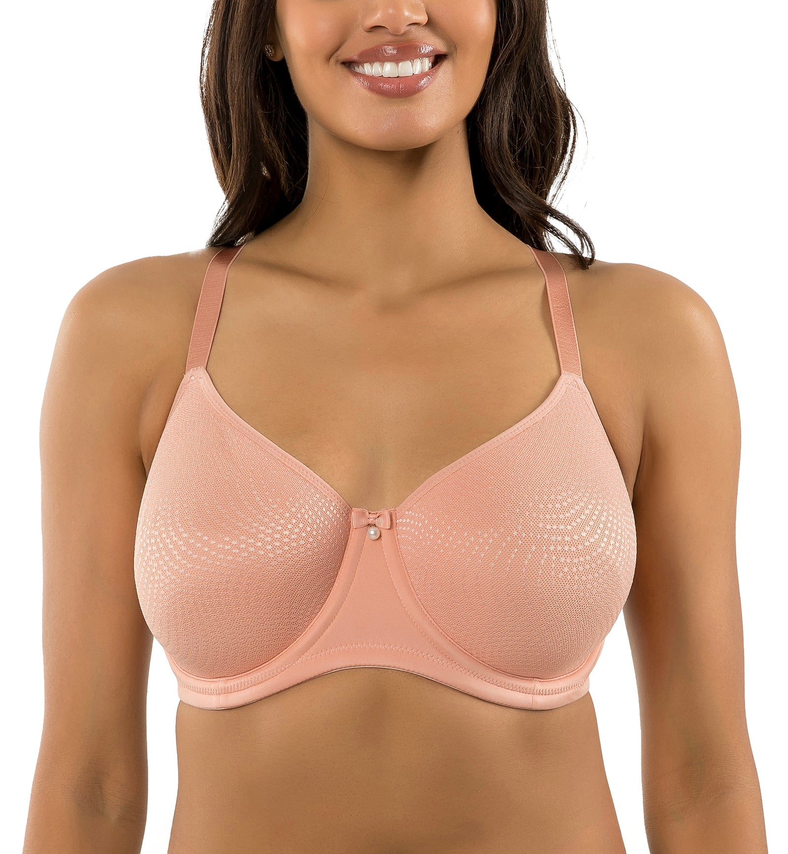 Parfait Pearl Seamless Minimizer Underwire Bra (P60921),32D,Peach Beige - Peach Beige,32D
