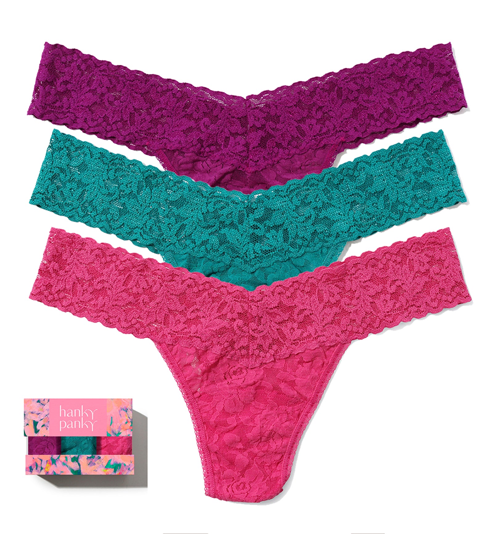 Hanky Panky 3-PACK Signature Lace Low Rise Thong (49113PK),CVER - CVER,One Size