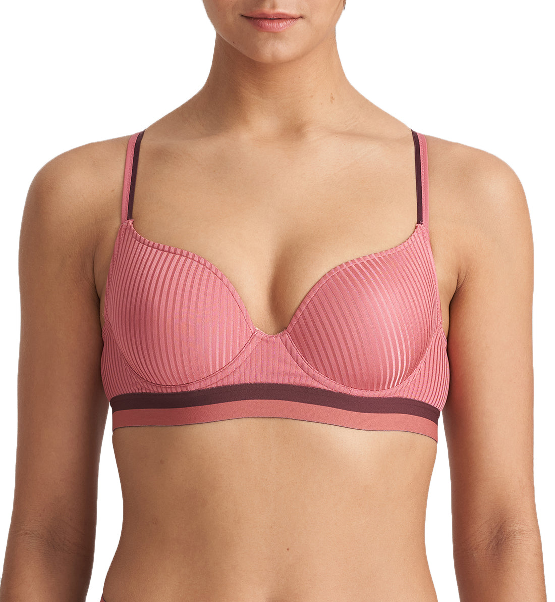 Marie Jo Jude Ribbed Heart Shape Padded Underwire Bra (0122256),32A,Pot Pouri - Pot Pouri,32A