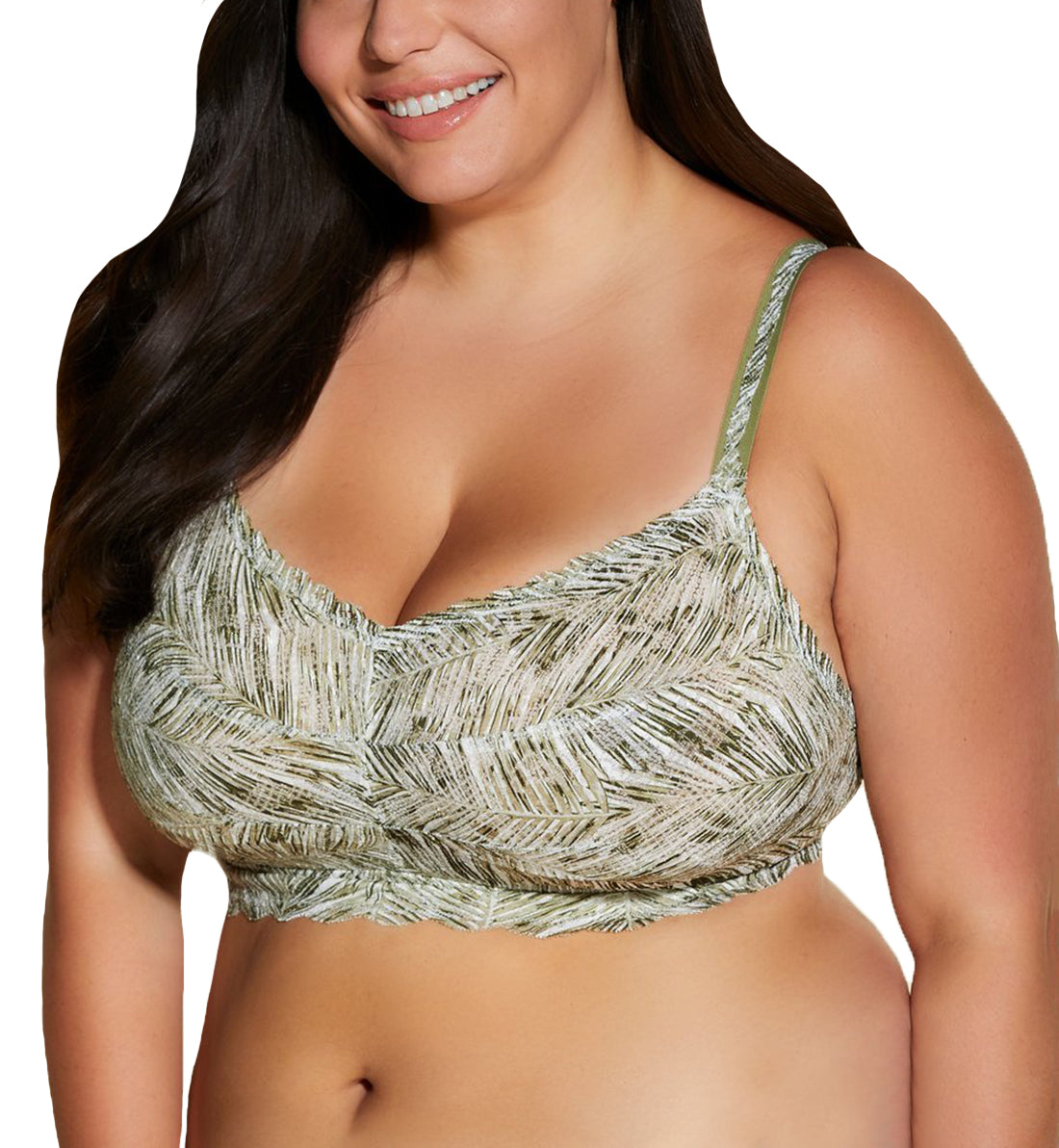 Cosabella Never Say Never Printed SUPER CURVY Sweetie Bralette (NEVEP1322),XS,Palm Aloe - Palm Aloe,XS