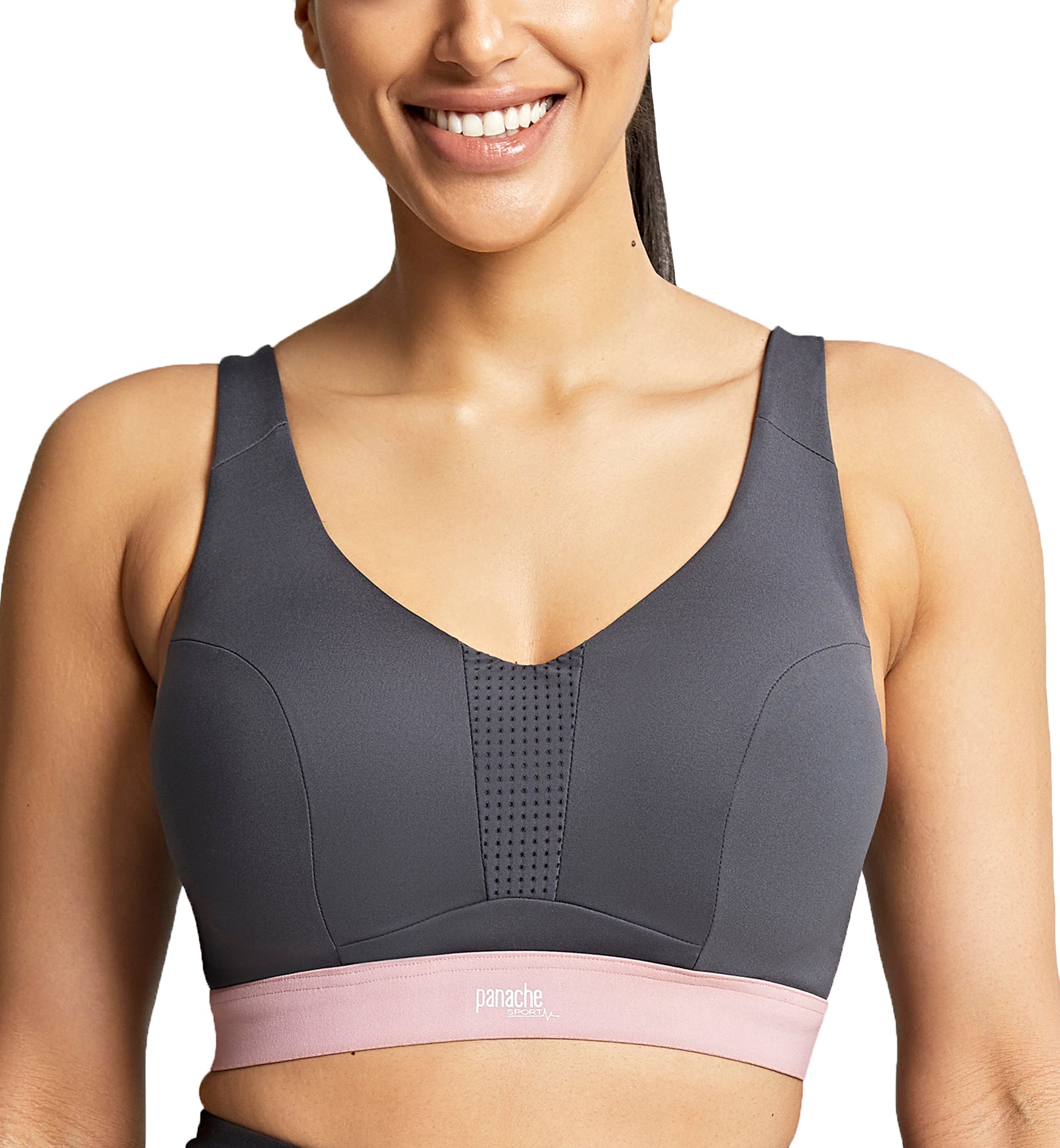 Panache Ultra Perform Non-padded Underwire Sports Bra (5022),28DD,Charcoal - Charcoal,28DD