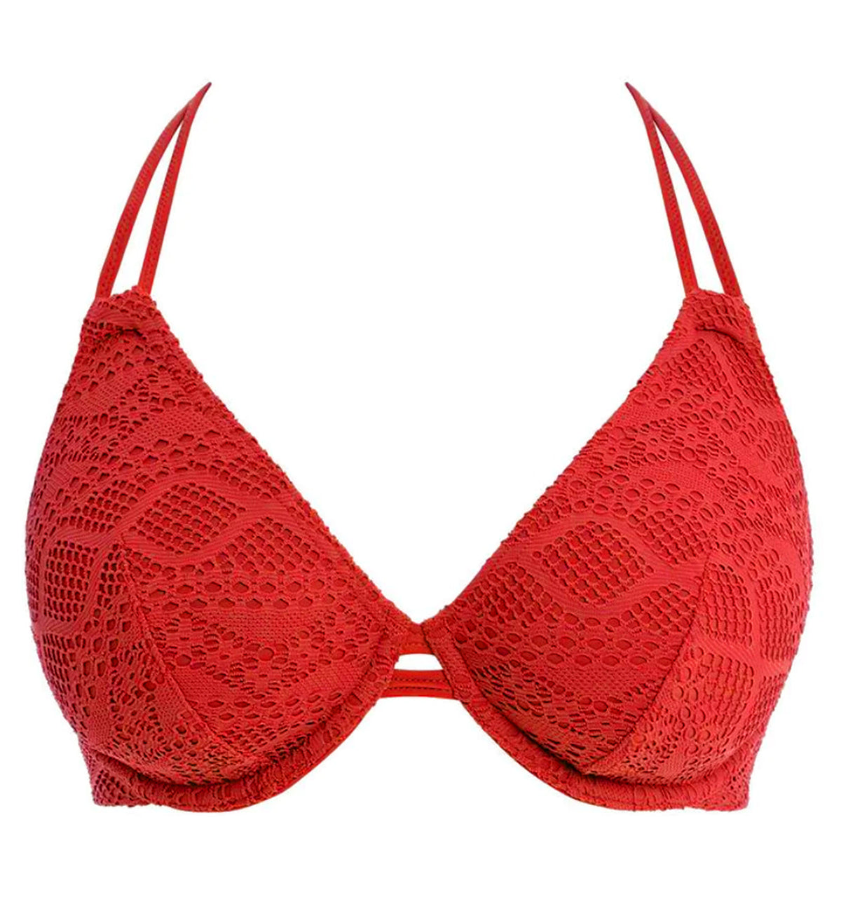 Freya Sundance Bandless Underwire Halter Bikini Top (3971),30DD,Red - Red,30DD