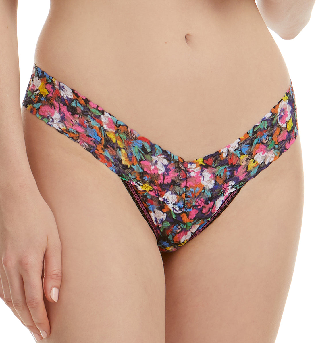 Hanky Panky Signature Lace Printed Low Rise Thong (PR4911P),Confetti Flora - Confetti Flora,One Size