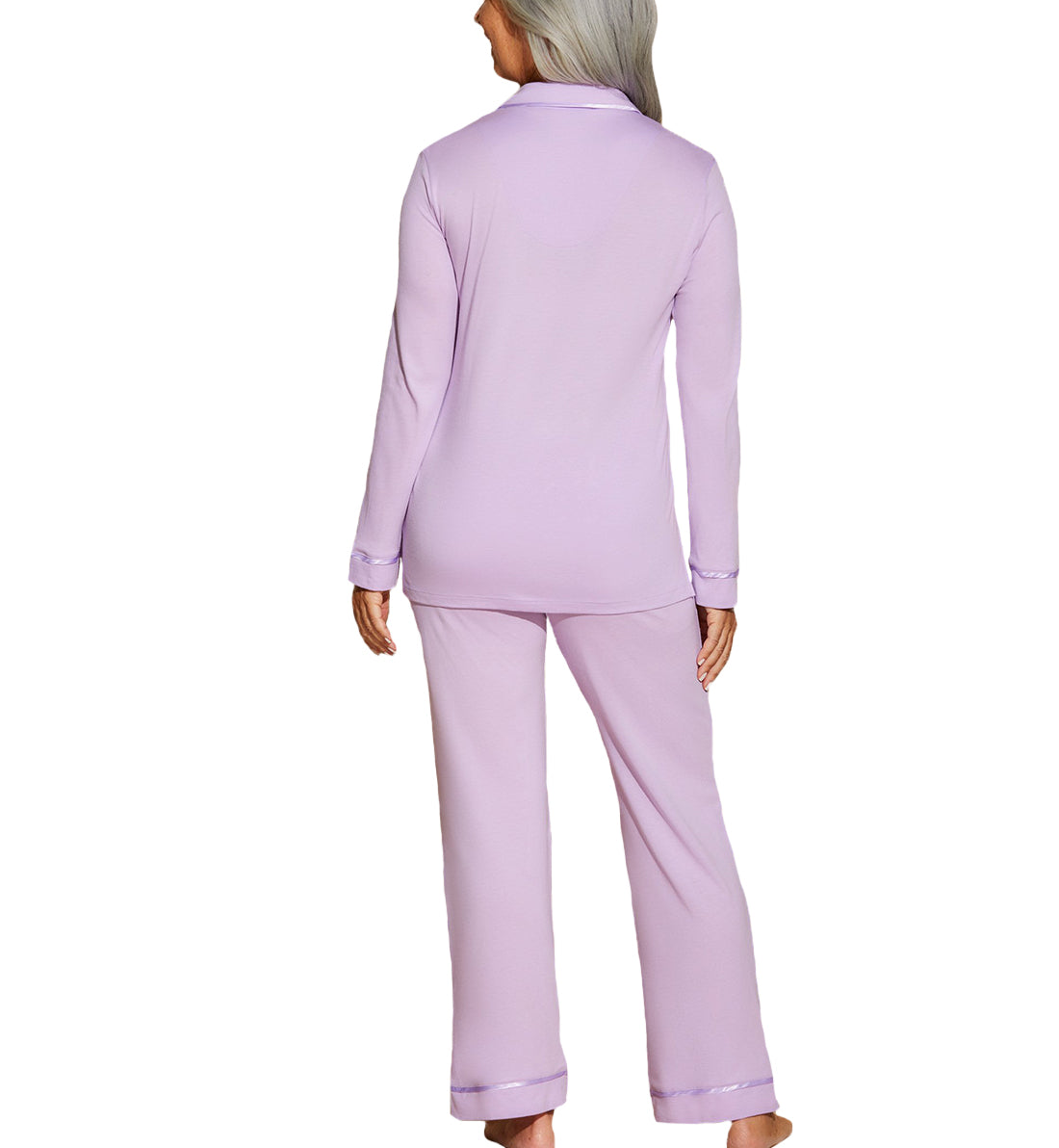 Cosabella Bella Long Sleeve Top & Pant PJ Set (AMORE9644),Small,Icy Violet - Icy Violet,Small