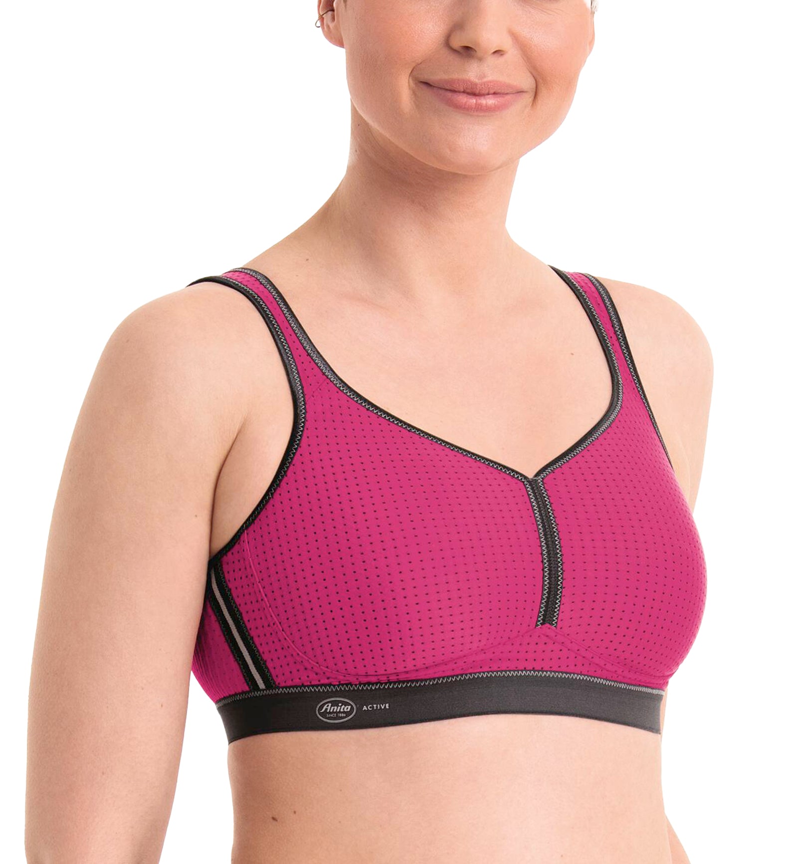 Anita Performance Mesh Max Support Softcup Sports Bra (5566),32C,Pink/Anthracite - Pink/Anthracite,32C
