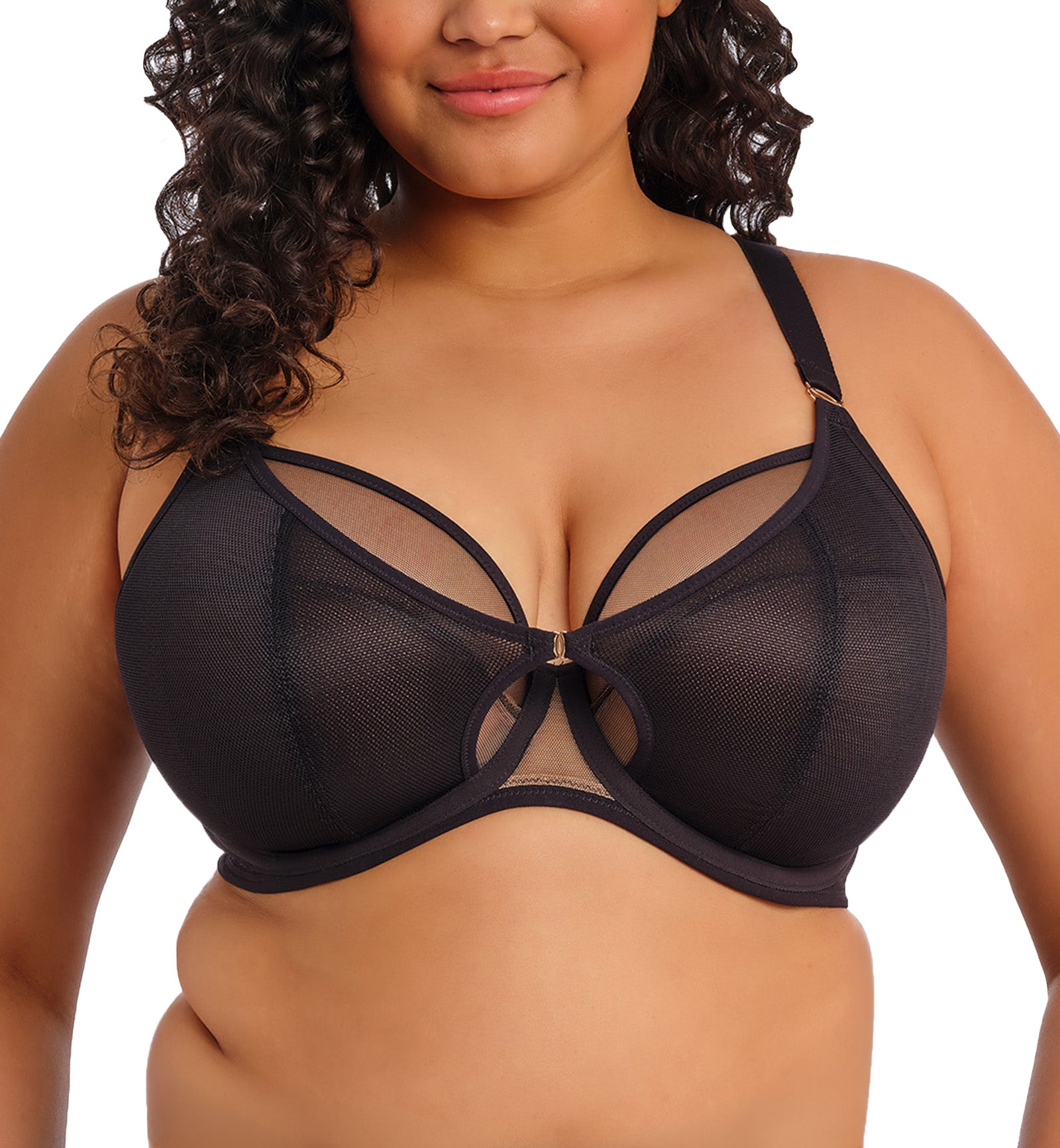Elomi Kintai Underwire Plunge Bra (301202),32GG,Black - Black,32GG