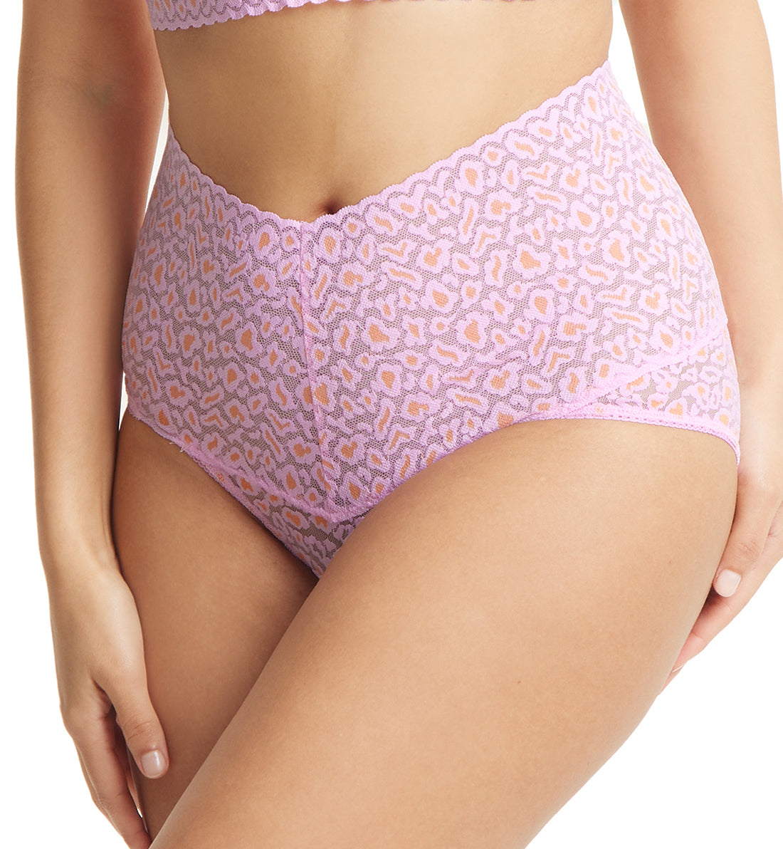 Hanky Panky Cross Dyed Leopard Retro V-Kini (7J2121),Medium,Rose/Orange Blossom - Rose/Orange Blossom,Medium