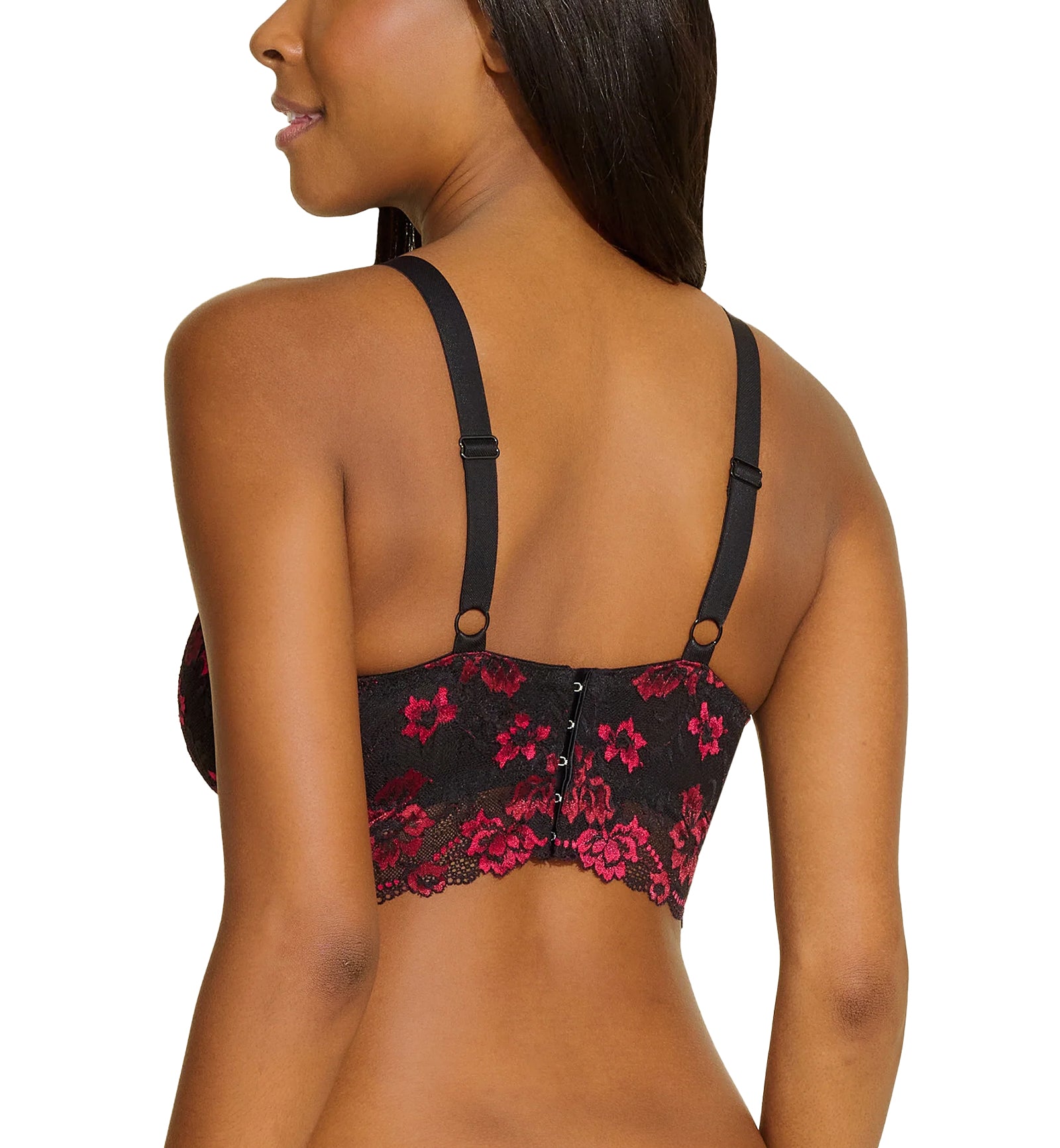 Cosabella Savona Curvy Longline Bralette (SAVON1382),XS,Black/Fragolino - Black/Fragolino,XS