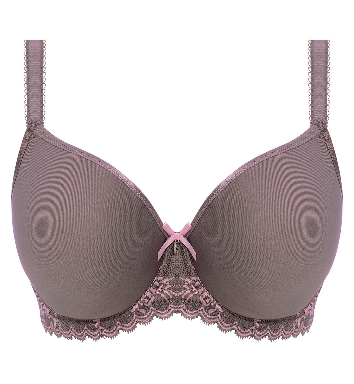 Freya Offbeat Decadence Spacer Molded Underwire Bra (402510),28E,Grey/Pink - Grey/Pink,28E
