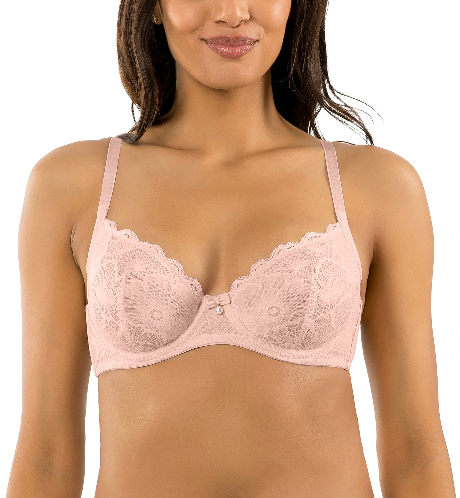Parfait Luxlacy Unlined Plunge Underwire Bra (P6000),32D,Desert Flower - Desert Flower,32D