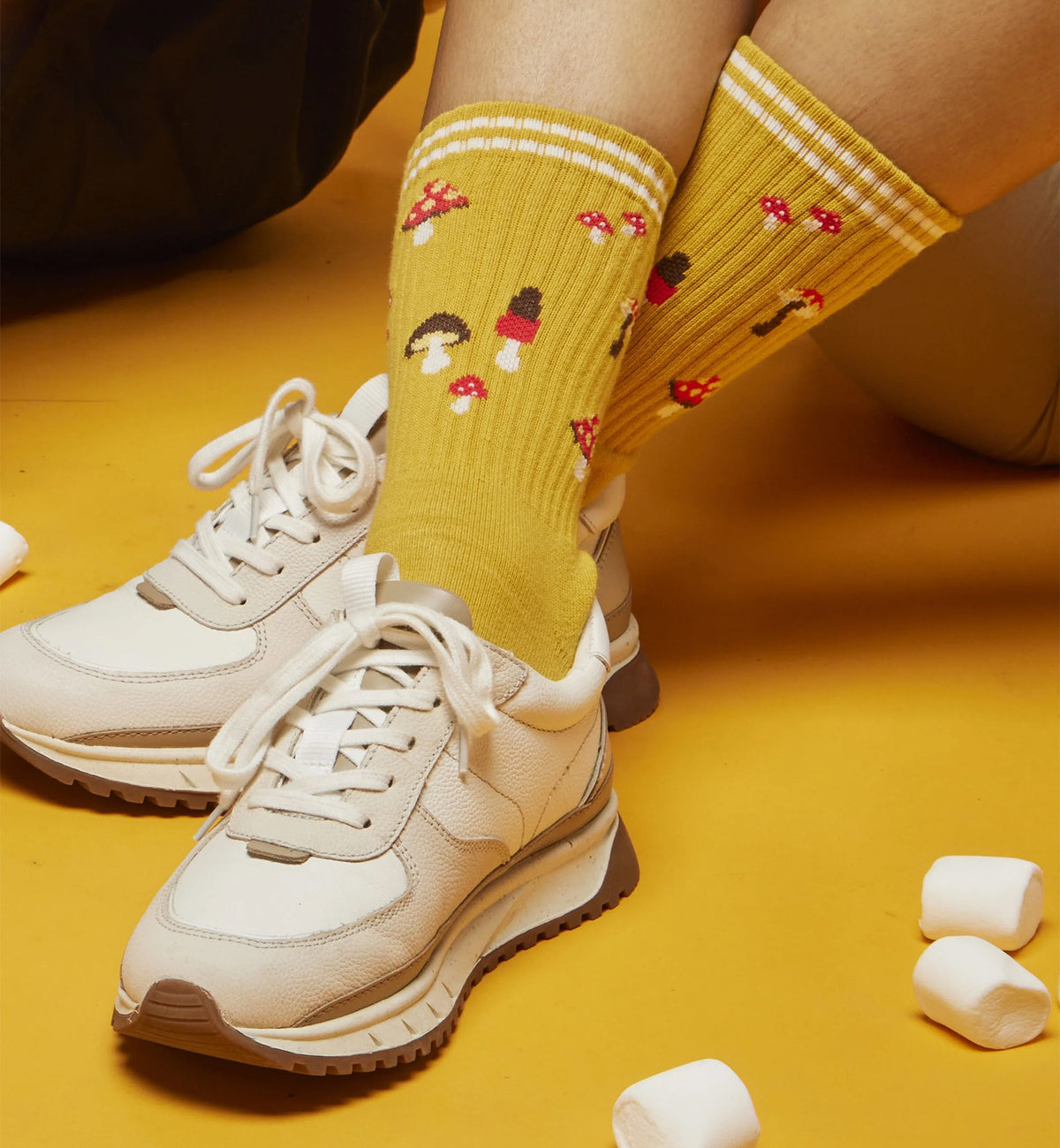SOCK it to me Athletic Ribbed Crew Socks (R0012),Shrooms - Shrooms,One Size
