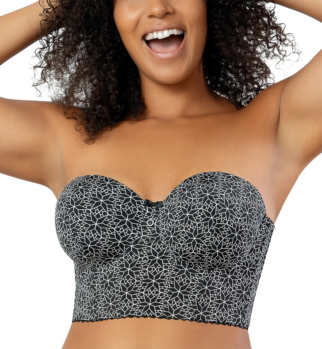 Parfait Marissa Molded Underwire Midi Bustier (P50117),30D,Black Mosaic - Black Mosaic,30D