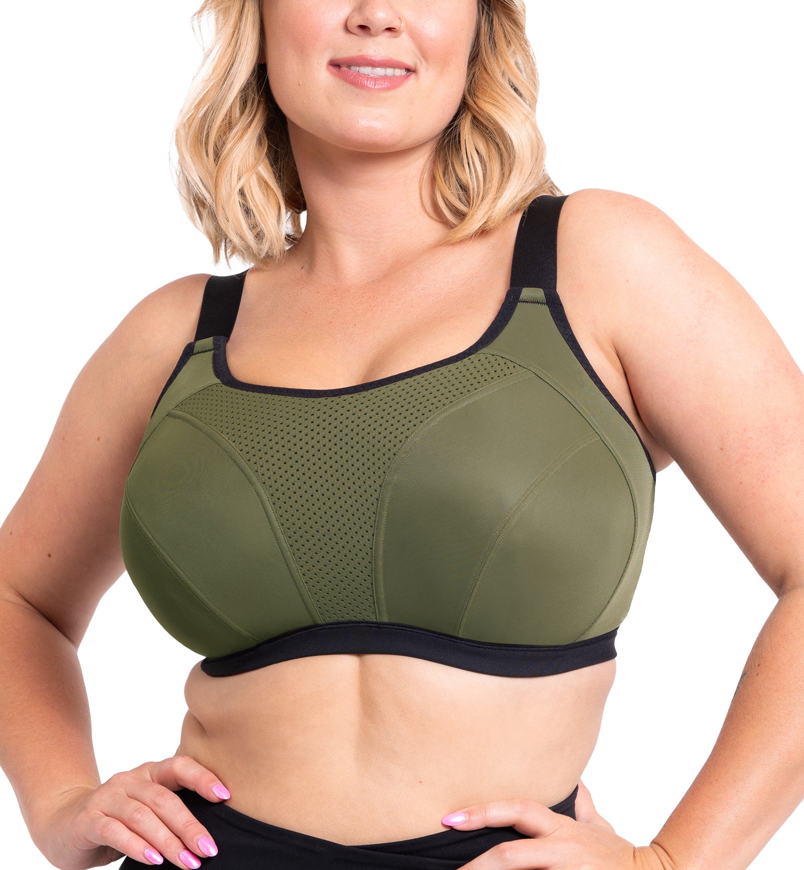 Curvy Kate Everymove Underwire Sports Bra (CK043113),30H,Jungle Green/Black - Jungle Green/Black,30H