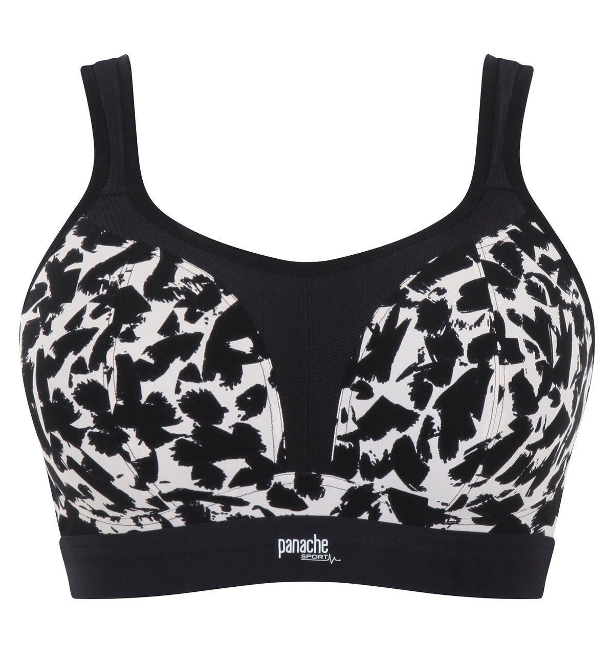 Panache Boundless Racerback Non-Wire Sports Bra (7341B),28E,Mono Print - Mono Print,28E