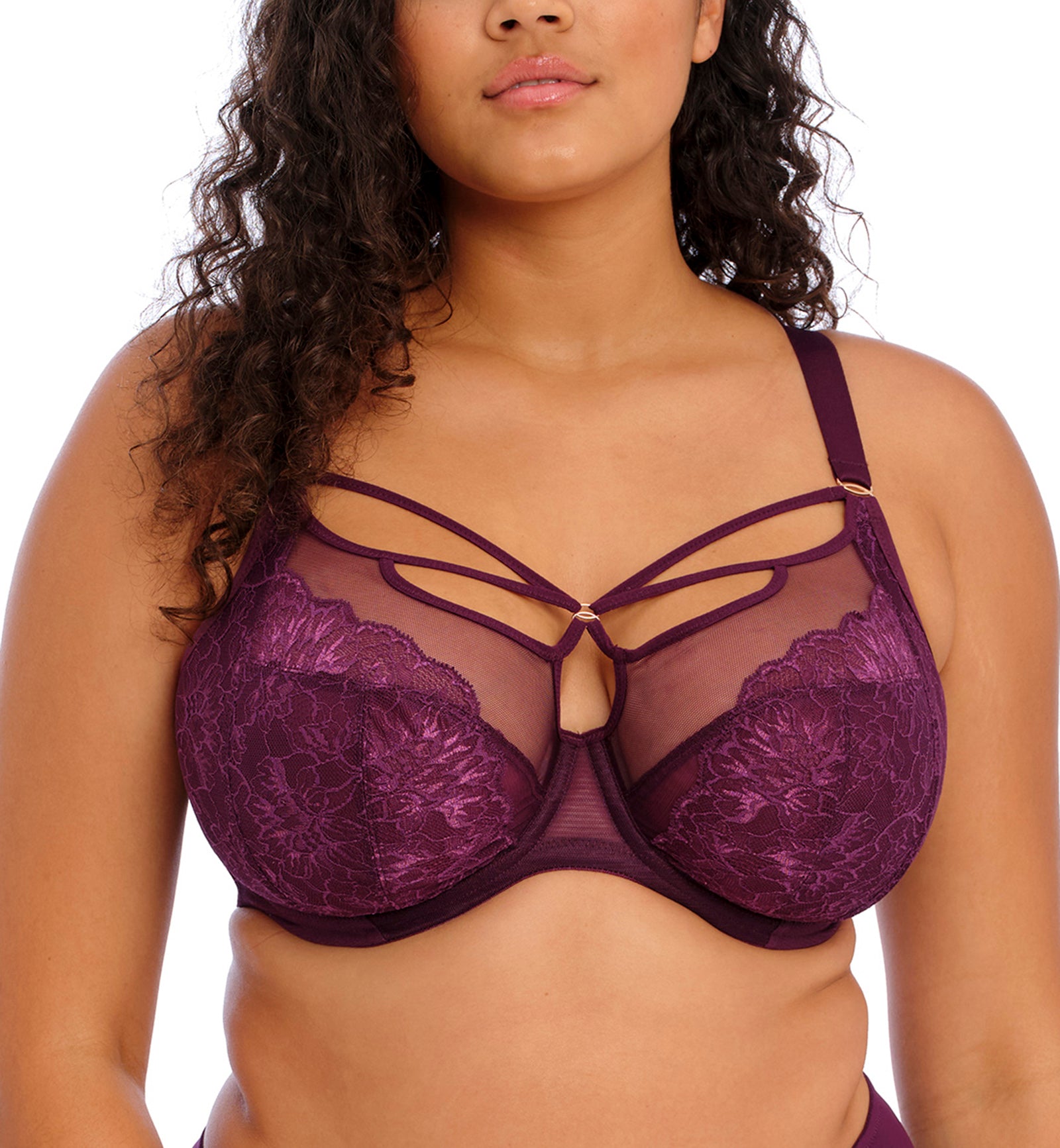 Elomi Brianna Plunge Underwire Bra (8080),32J,Blackberry - Blackberry,32J