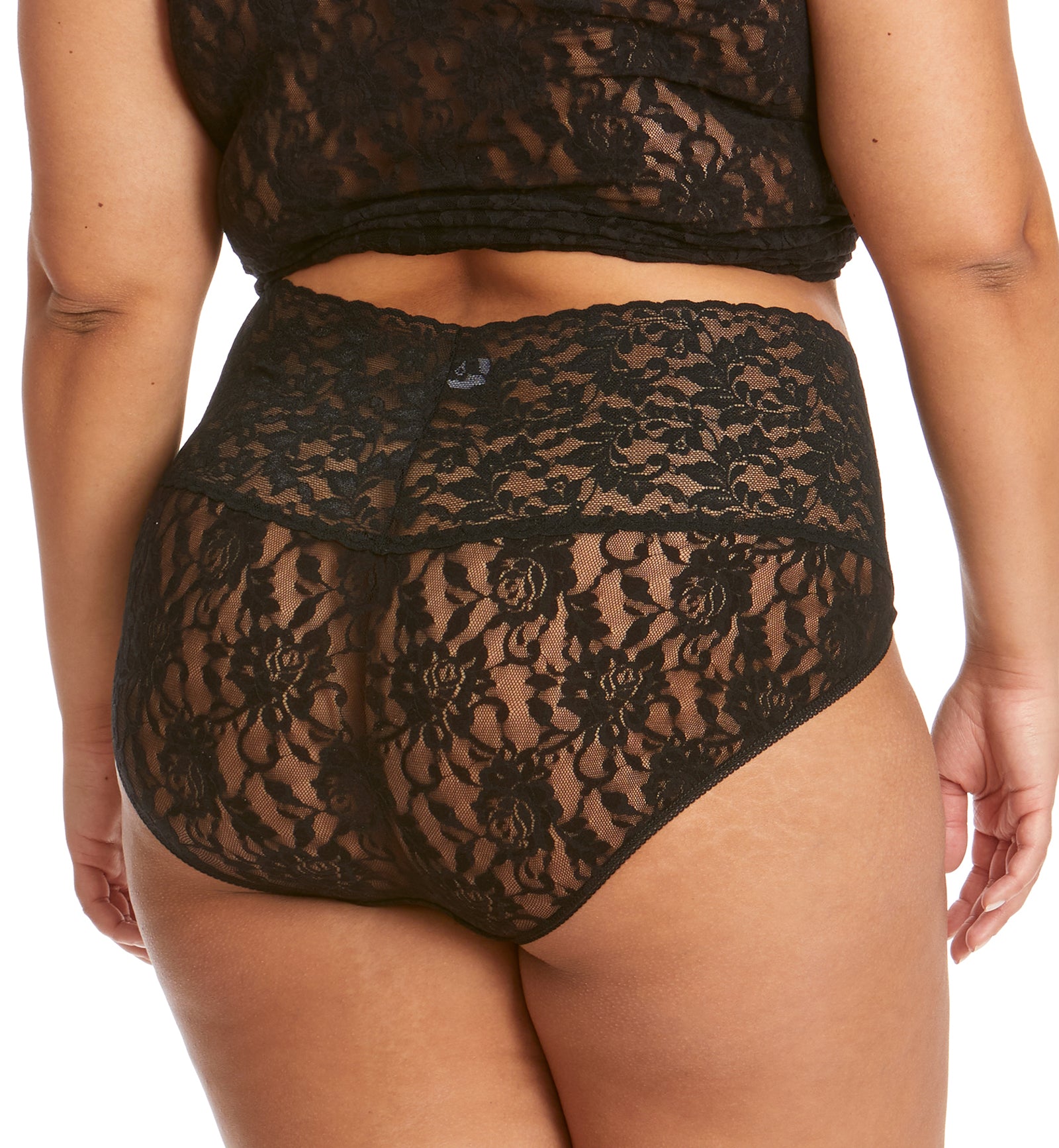 Hanky Panky Retro Lace V-kini PLUS (9K2124X),1X,Black - Black,1X