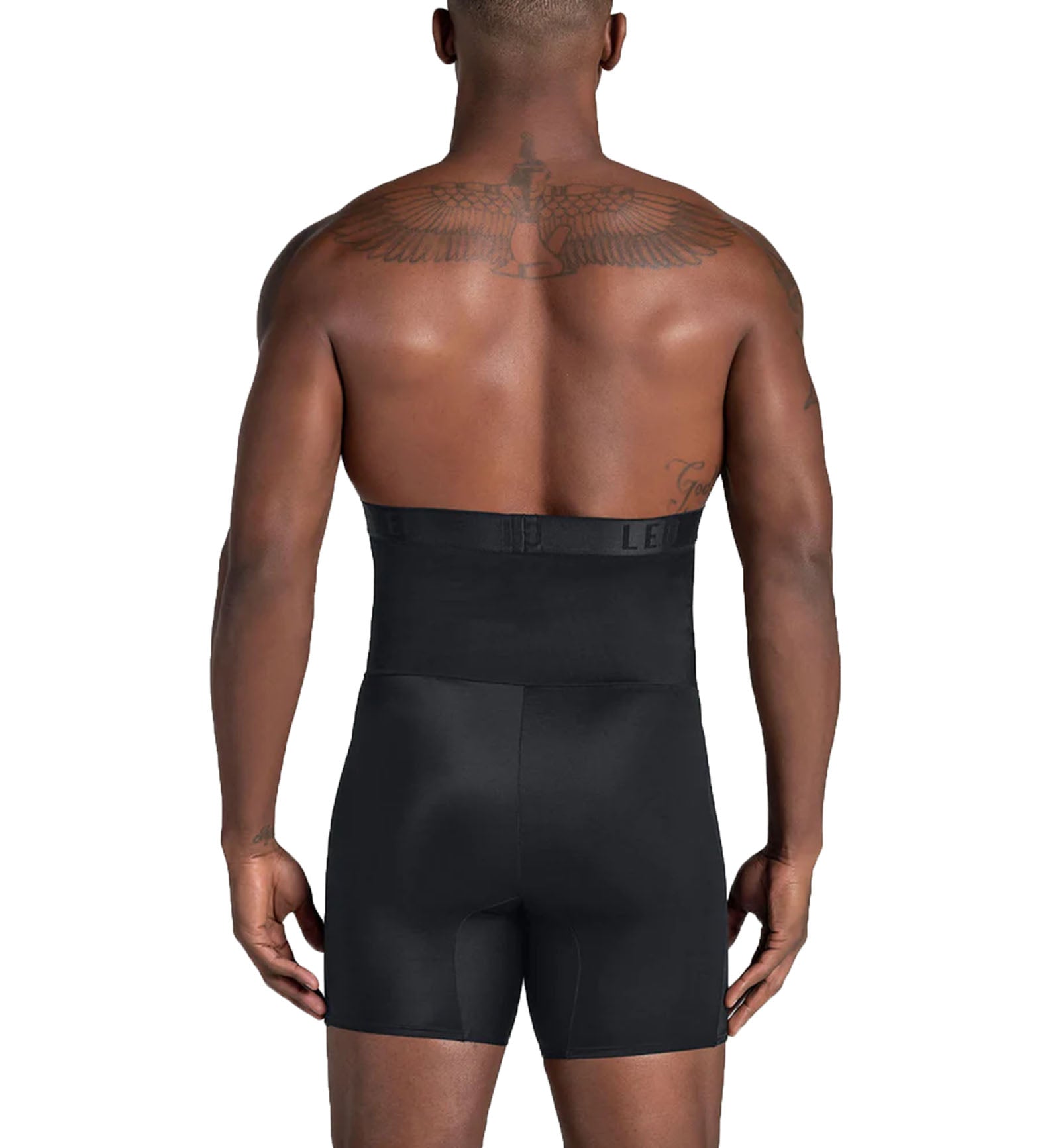 LEO Men's High-Waisted Shaper Boxer Brief (033284),Small,Black - Black,Small