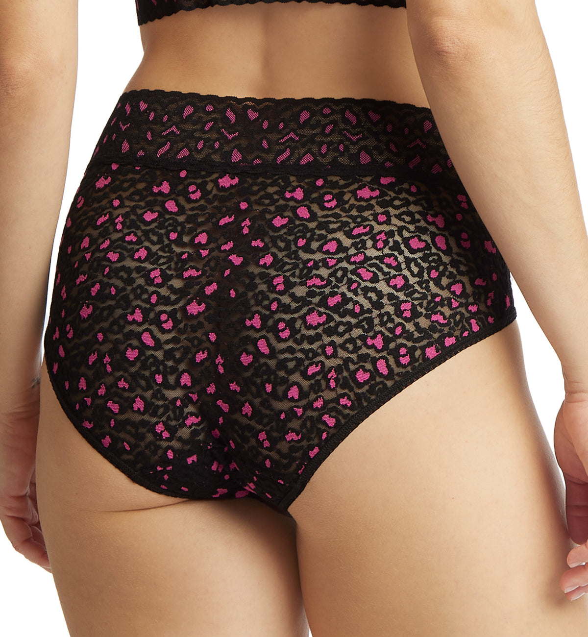 Hanky Panky Cross Dyed Leopard French Brief (7J2461),Small,Black/Tulip Pink - Black/Tulip Pink,Small