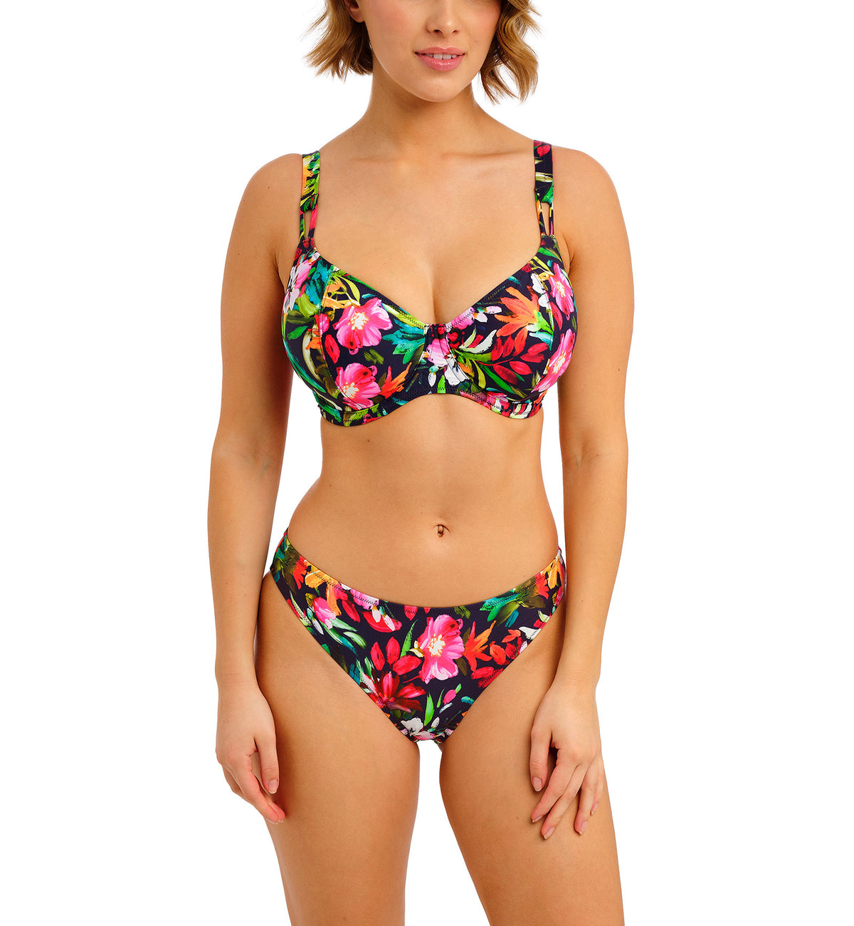 Freya Kailua Shores Banded Plunge Underwire Bikini Top (207902),28E,Midnight - Midnight,28E
