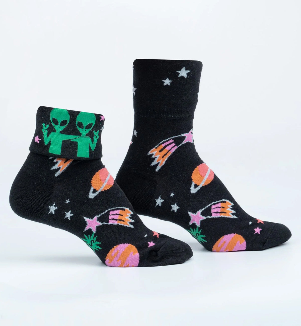 SOCK it to me 2-Way Turn Cuff Crew Socks (Q0017),Far Out - Far Out,One Size