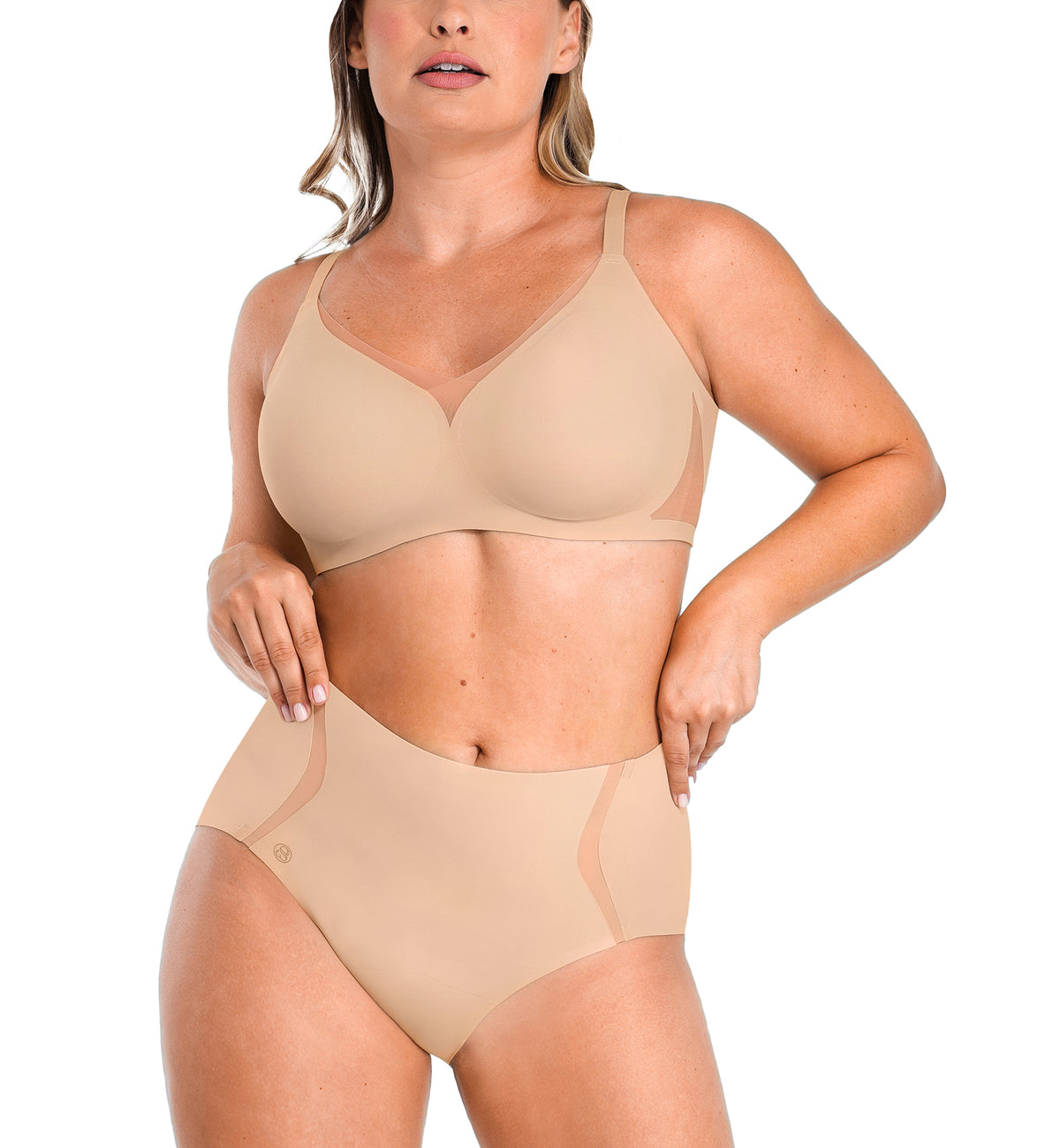 SHAPELLX Inner Armor Contour True Support Bra Ample D+ Cup (NY250010),Small,Beige - Beige,Small