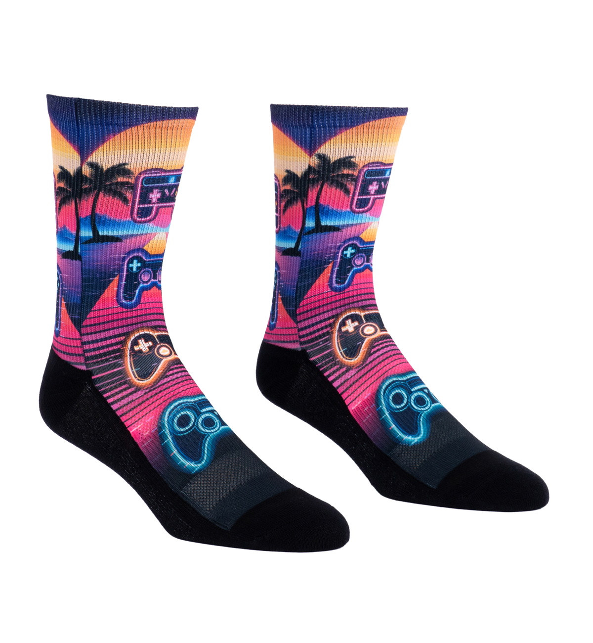 SOCK it to me Athletic Printed Performance Crew Socks (AP0017),Press Start - Press Start,One Size