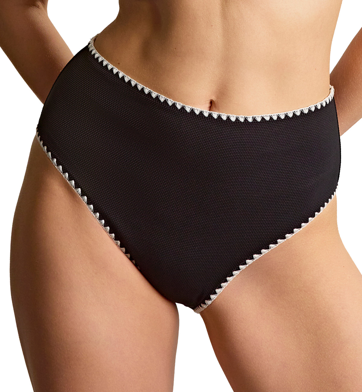Panache High Waist Swim Brief (SW2035),10-Small,Aurora Black/White - Aurora Black/White,Small