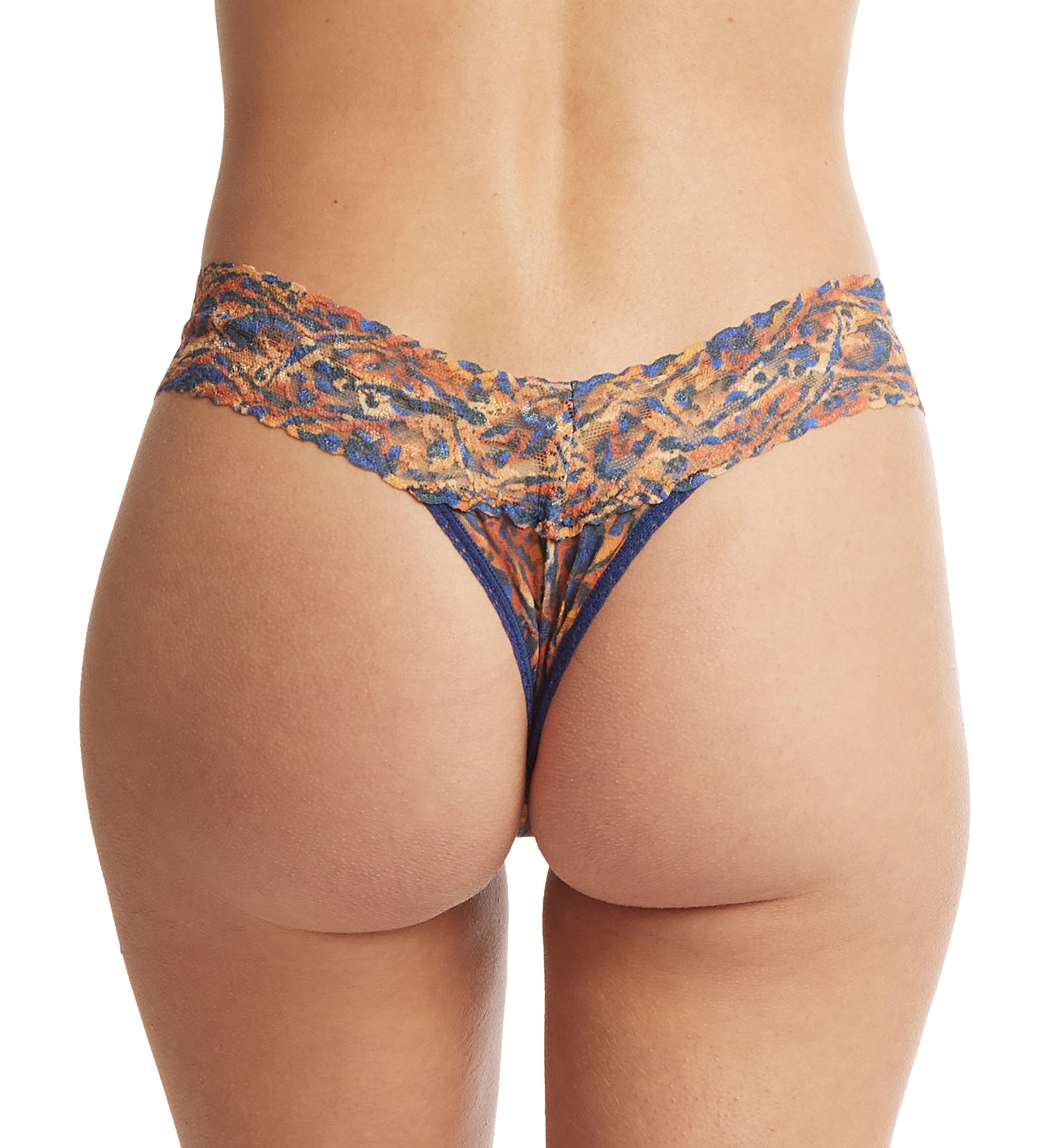 Hanky Panky Signature Lace Printed Low Rise Thong (PR4911P),Wild About Blue - Wild About Blue,One Size
