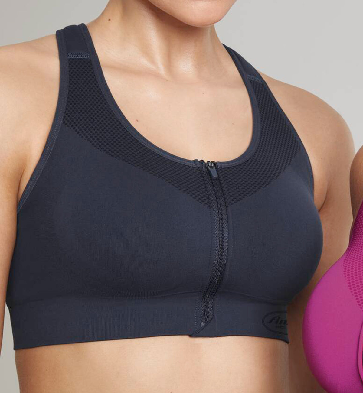Anita EasyMove Zip Sports Bra (5511),XS,Carbon Grey - Carbon Grey,XS