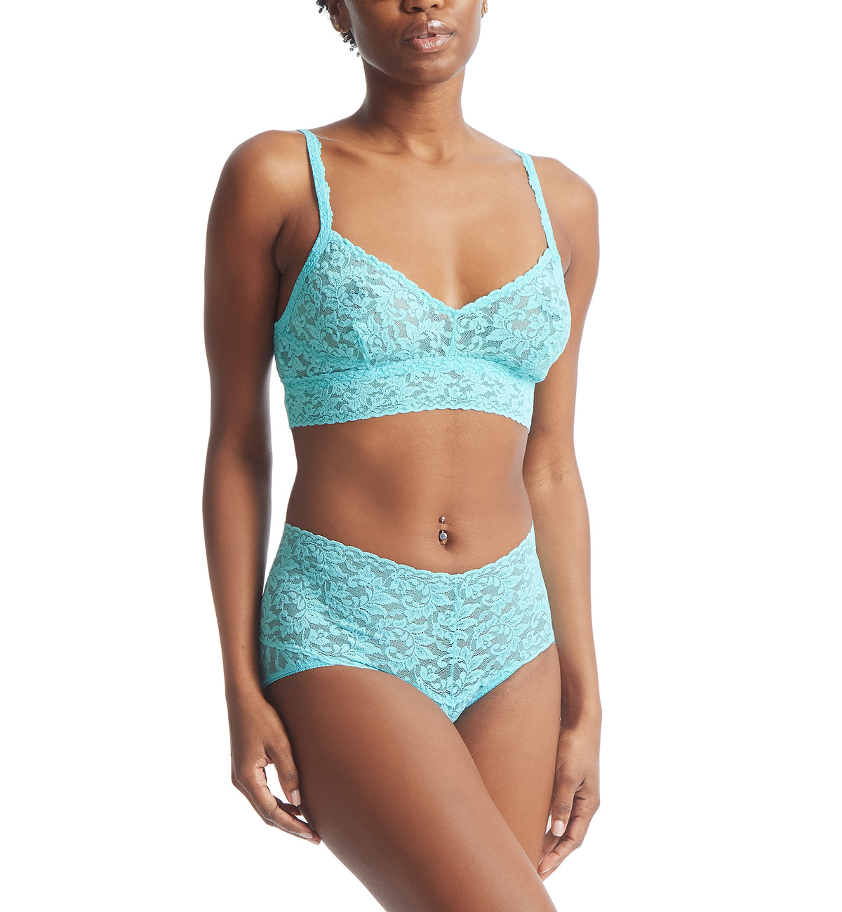 Hanky Panky Retro Lace V-kini (9K2124),Small,Aquatic Blue - Aquatic Blue,Small