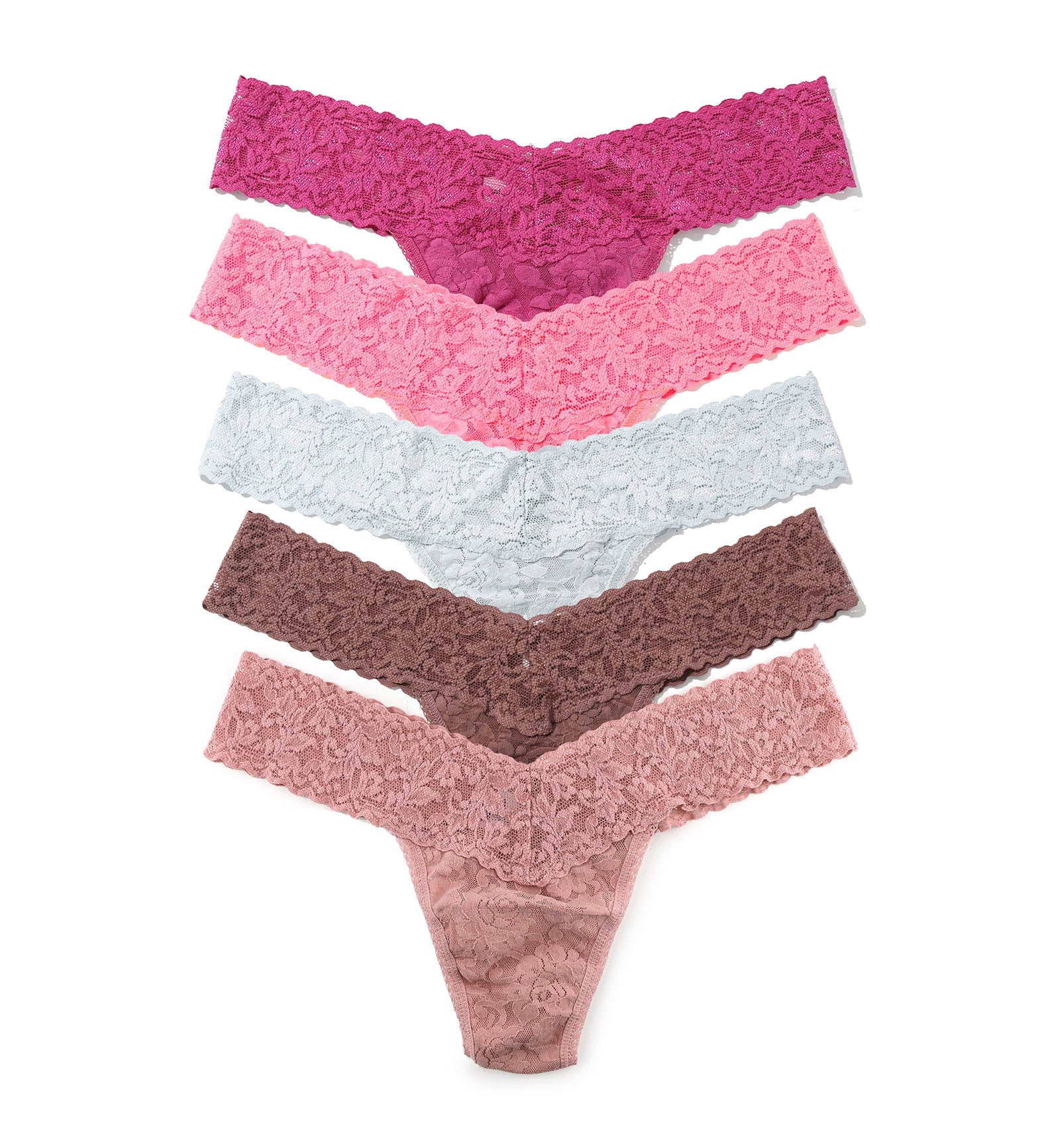 Hanky Panky 5-PACK Signature Lace Low Rise Thong (49115PK),Dark Room Blooms - Dark Room Blooms,One Size