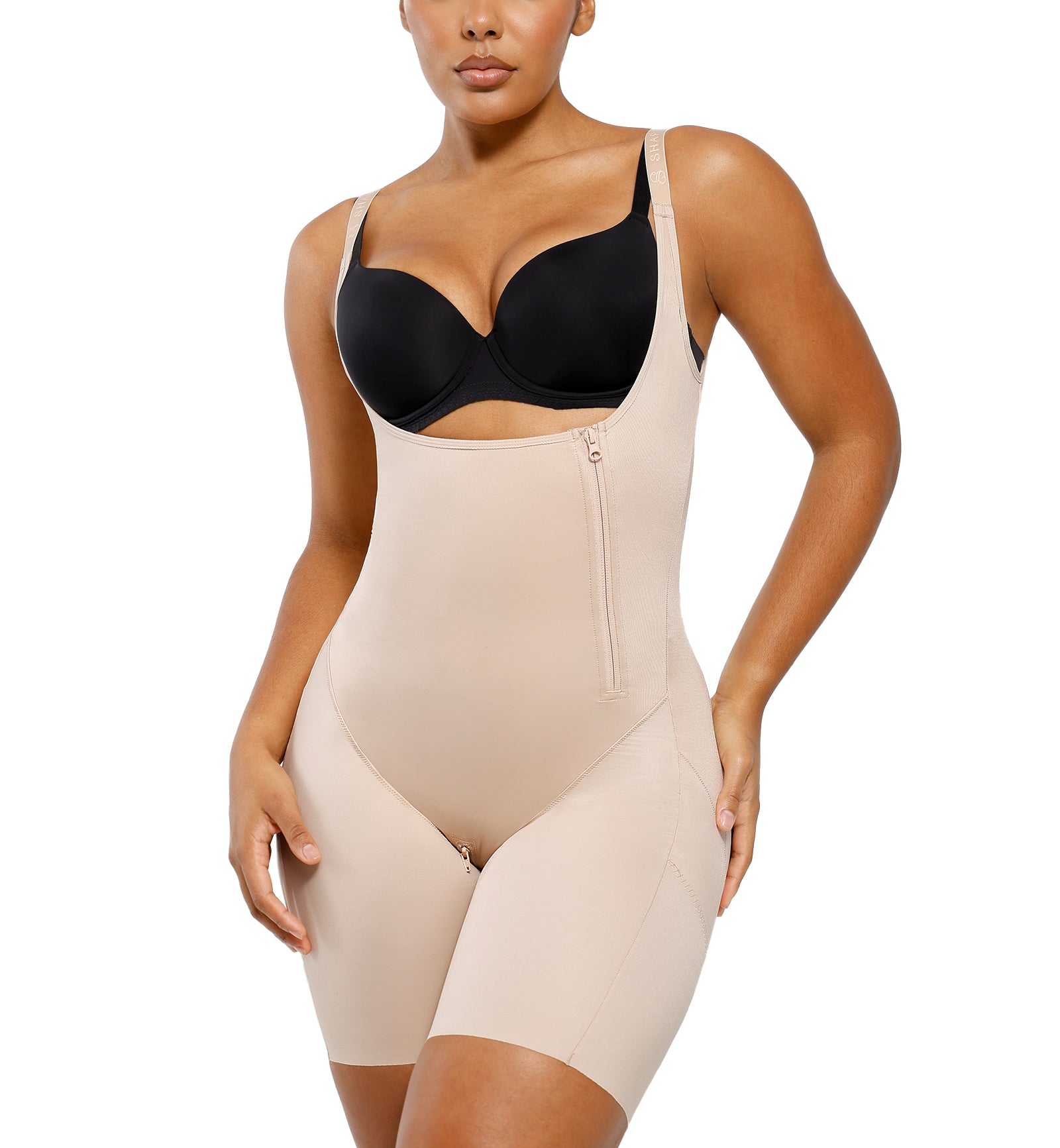 SHAPELLX BOOT-YEAH SilkSculpt High-Waisted Shapewear Bodysuit (MT250040),Small,Beige - Beige,Small