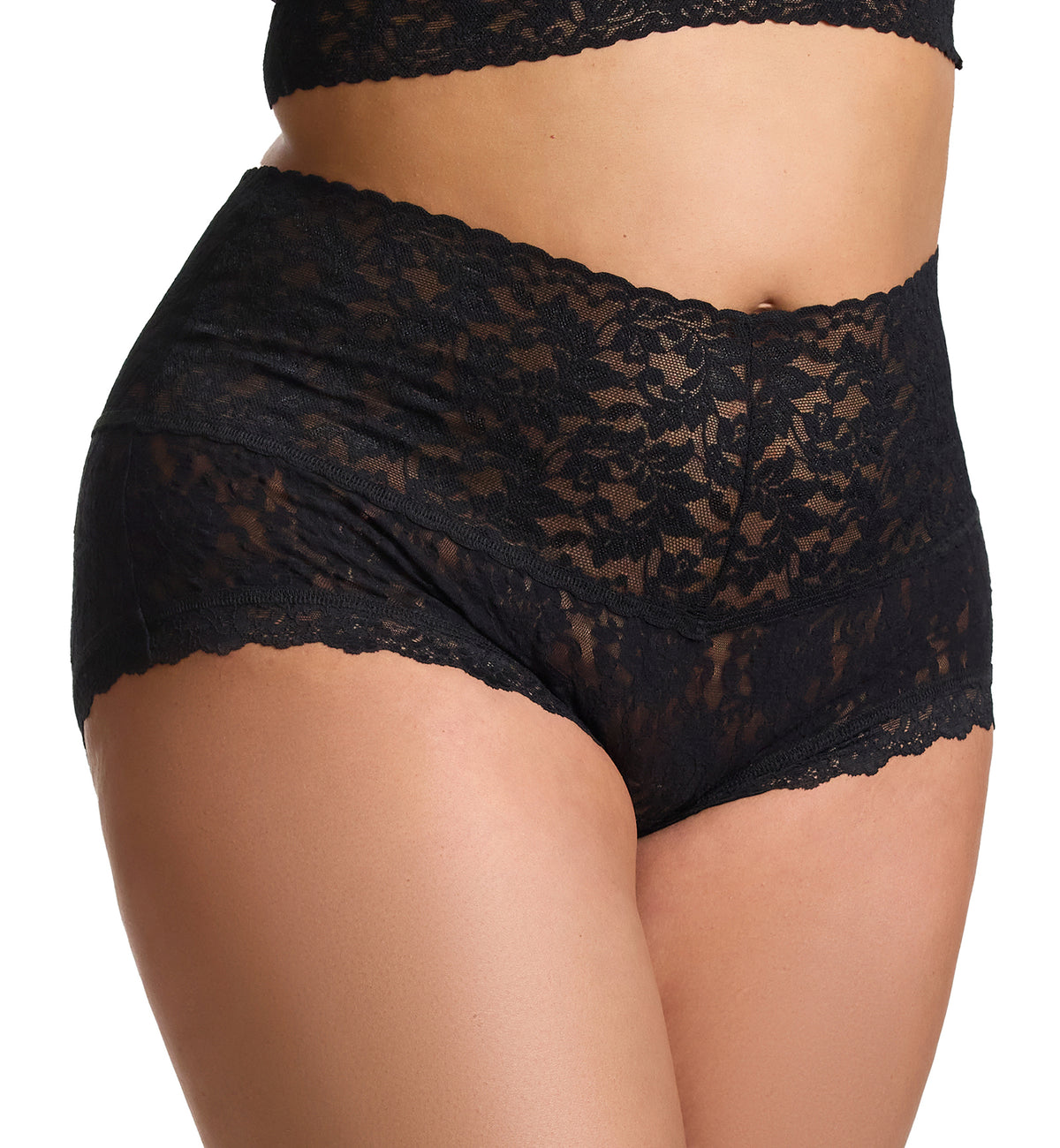 Hanky Panky Signature Lace PLUS Retro Boyshort (9K1204X),1X,Black - Black,1X