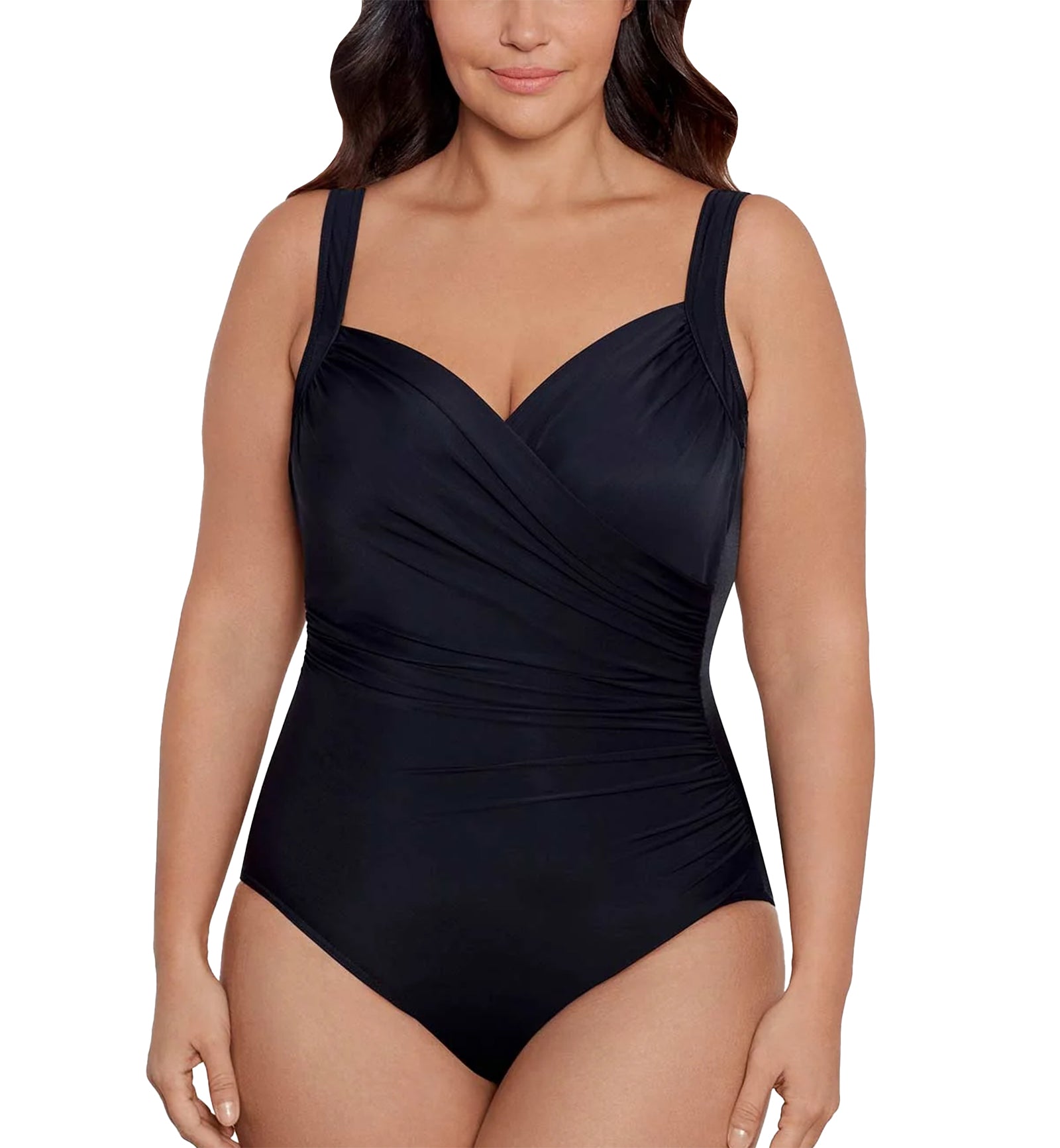 Miraclesuit Sanibel Plus Size Underwire One Piece Swimsuit (6518963W),16,Black - Black,16W
