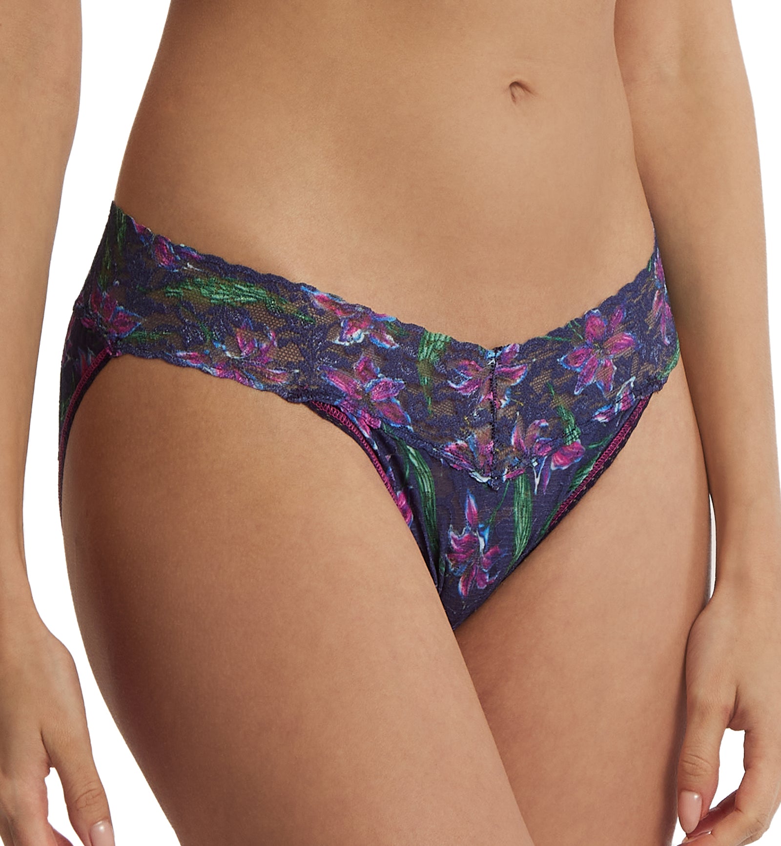 Hanky Panky Signature Lace Printed V-kini (PR482374),XS,Twilight Blooms - Twilight Blooms,XS